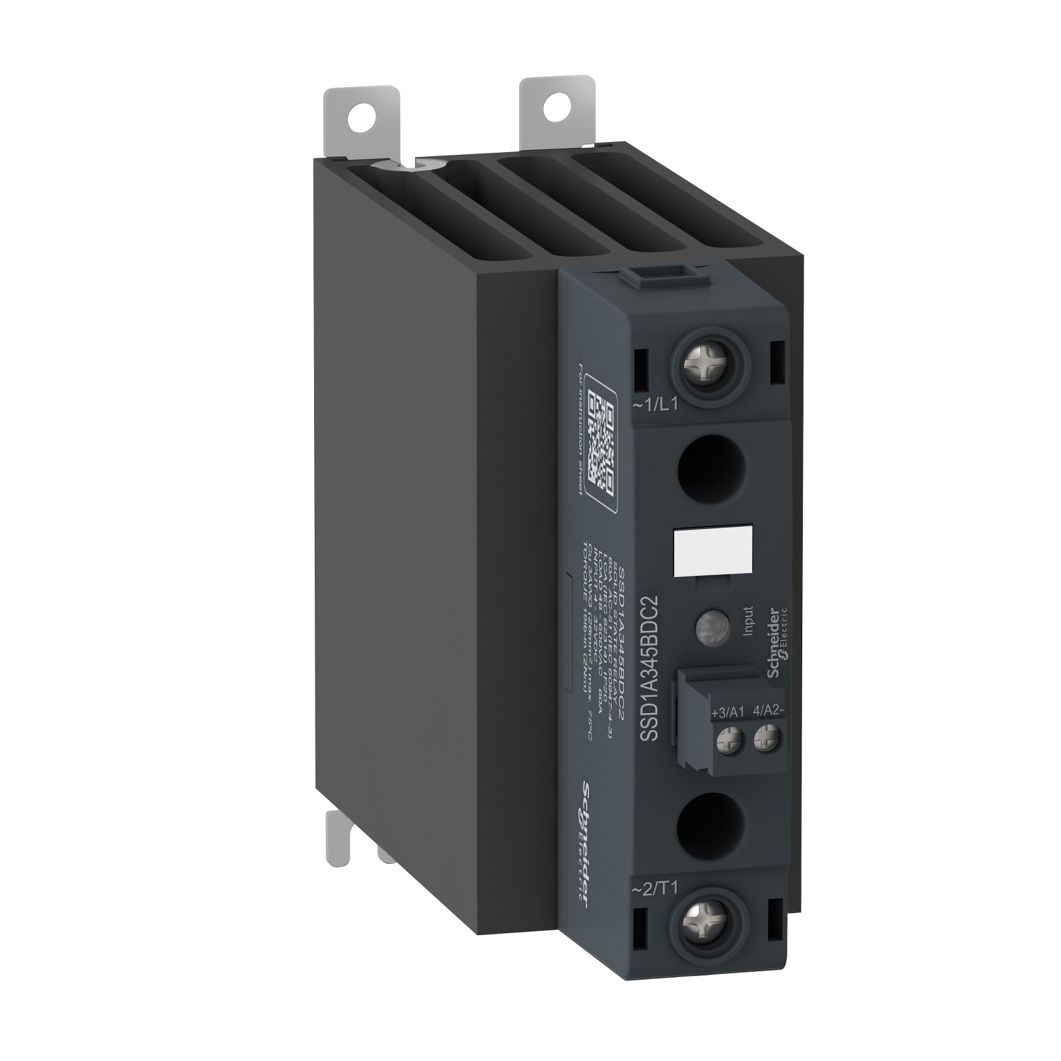 SSD1A360BDC2 Zelio 1-Channel 1-Phase Zero Voltage Switching Solid State Relay With Green LED, 60 A, 1NO 1 Form A Contact, 4 to 32 V AC Control/48 to 600 V AC Load V Coil