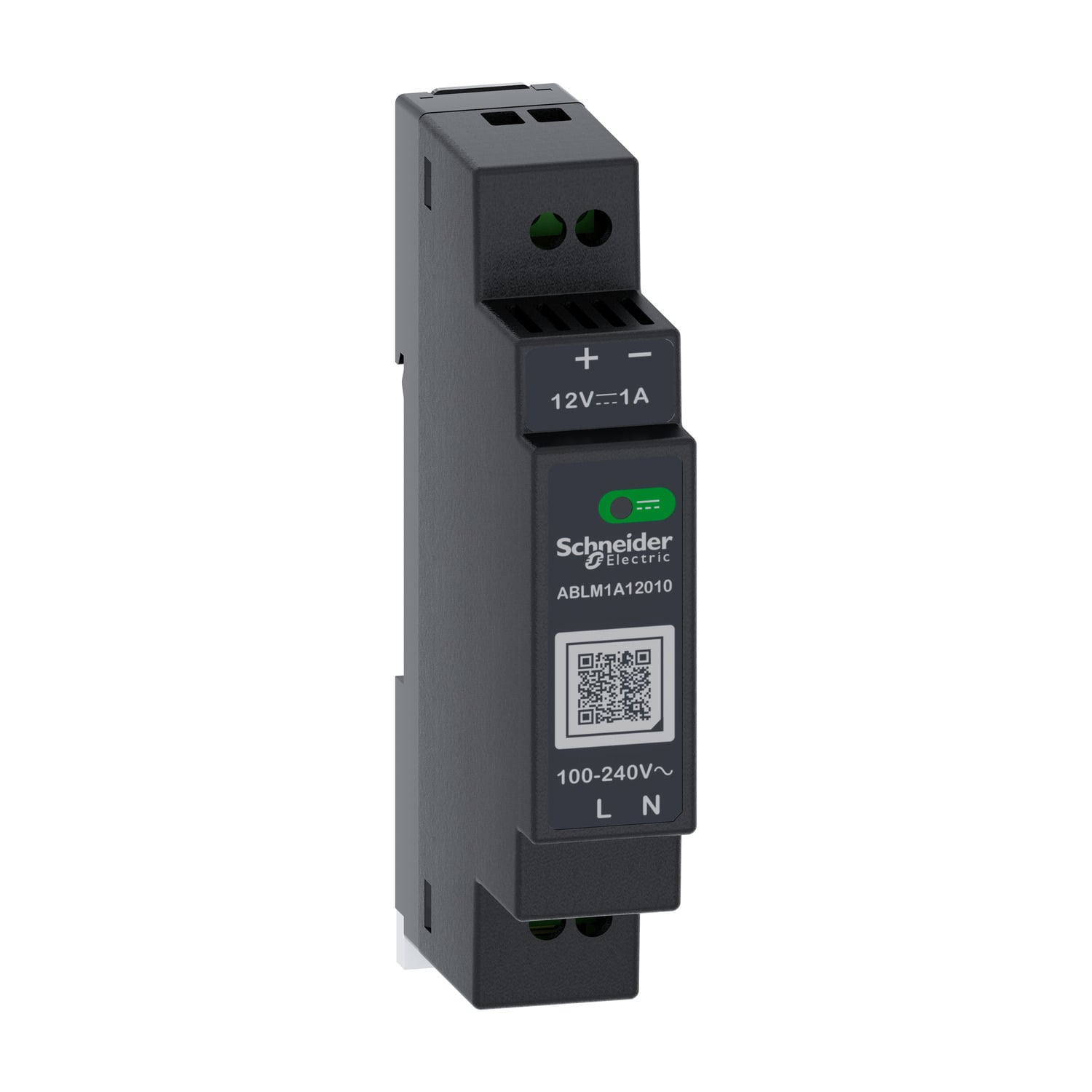 ABLM1A12010 Modicon 1-Phase Modular Regulated Power Supply, 100 to 240 V AC Input, 12 VDC Output, 12 W Power Rating, 1 A, DIN Rail Mount