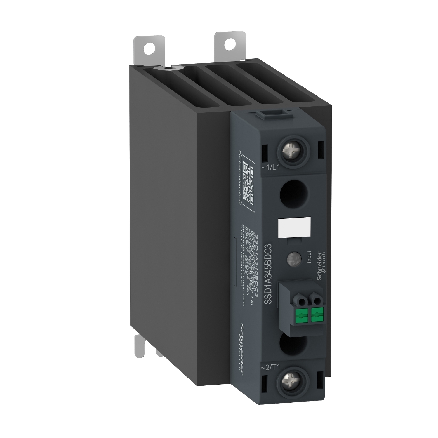 SSD1A360BDC3 Zelio 1-Channel 1-Phase Zero Voltage Switching Solid State Relay With Green LED, 60 A, 1NO 1 Form A Contact, 4 to 32 V AC Control/48 to 600 V AC Load V Coil