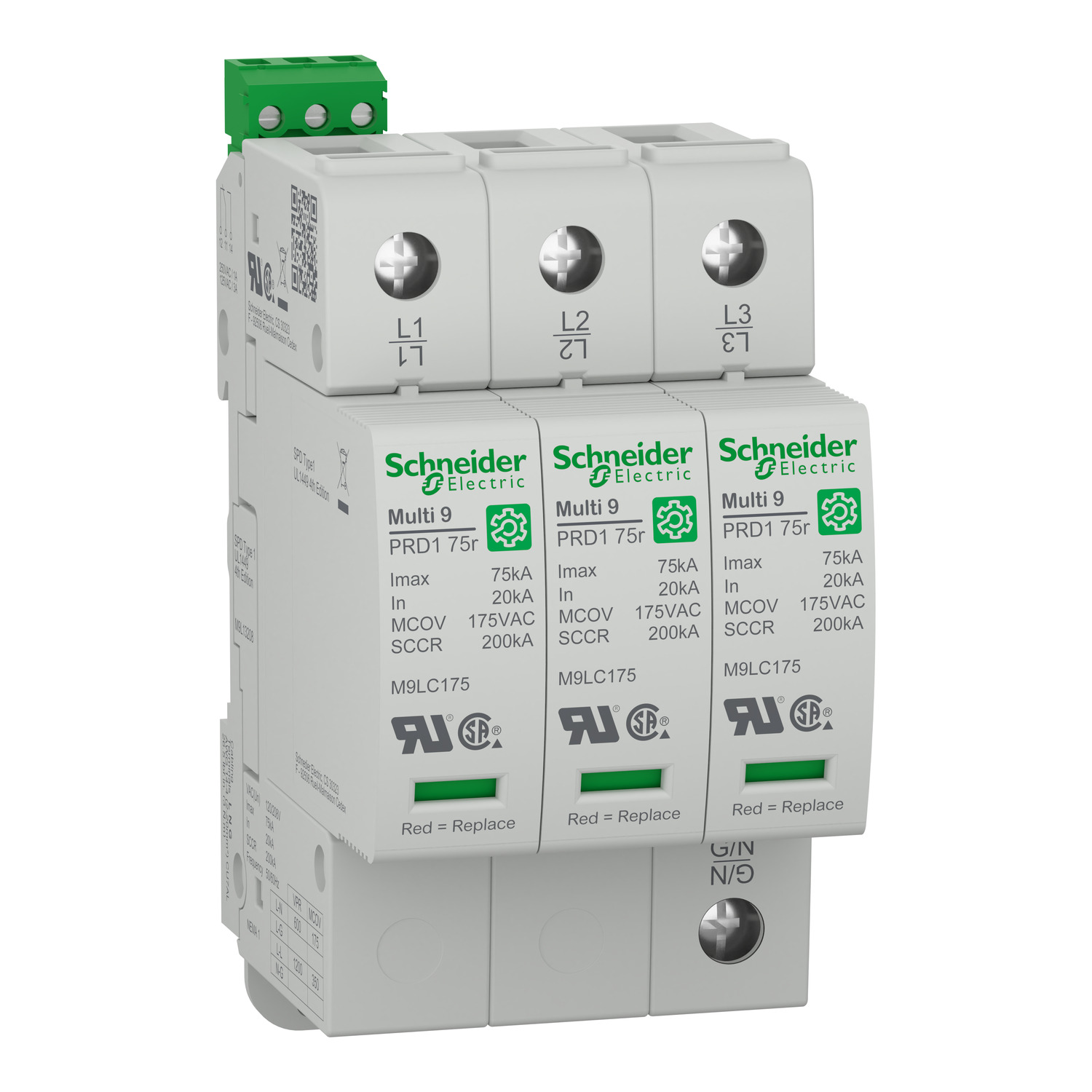 M9L13208 Multi 9 Surge Arrester, 20 kA, 3 poles, 200 kA sccr