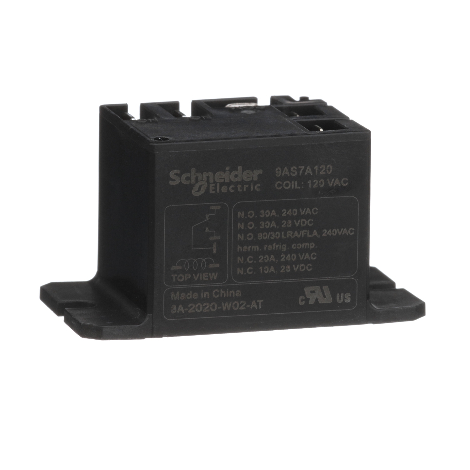 9AS7A120 W9 Series Standard, 30 A, 1 Form C SPDT contact, 120 V AC v coil