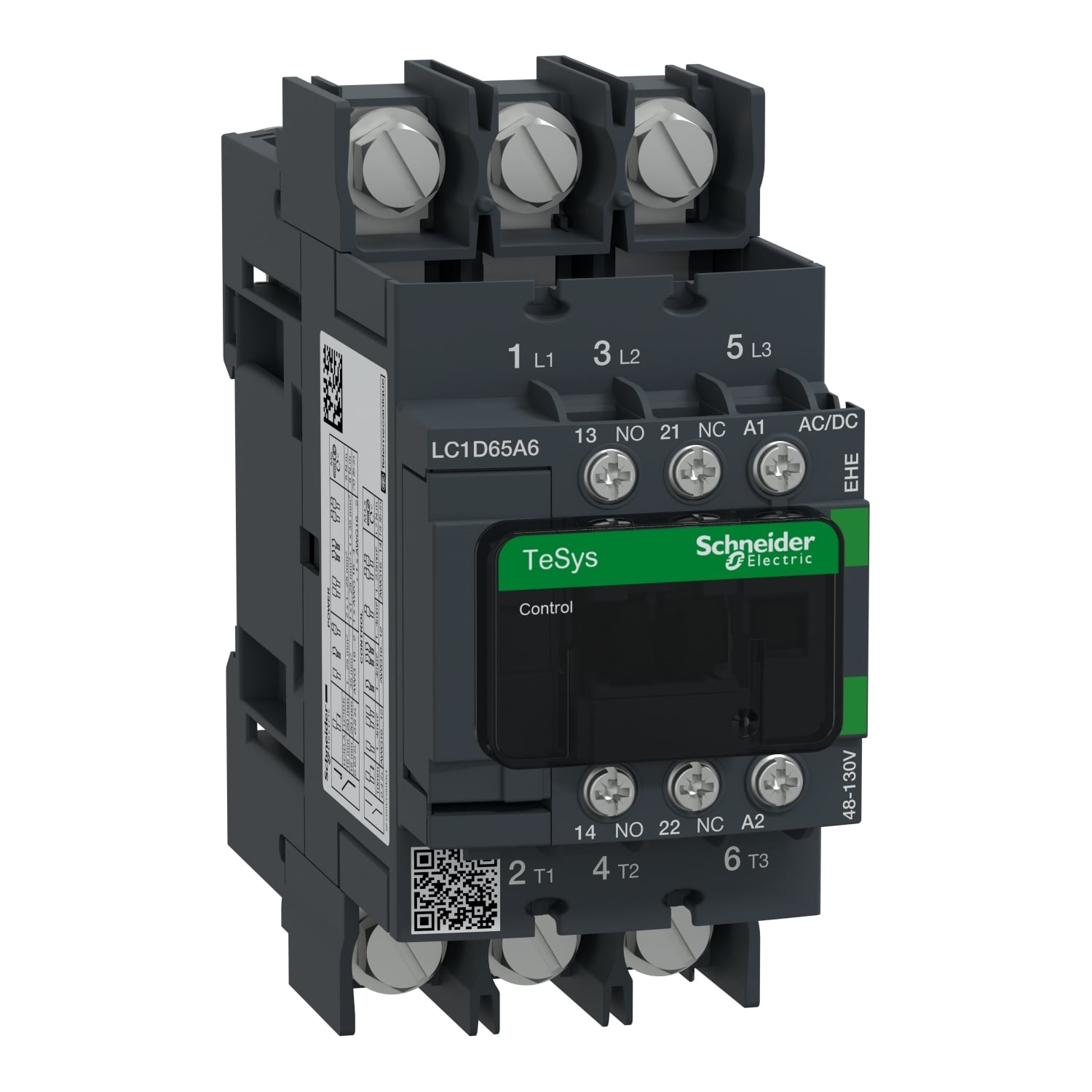 LC1D65A6EHE LC1 Contactor, 48 to 130 v coil, 10 80, 3NO contact, 3 poles