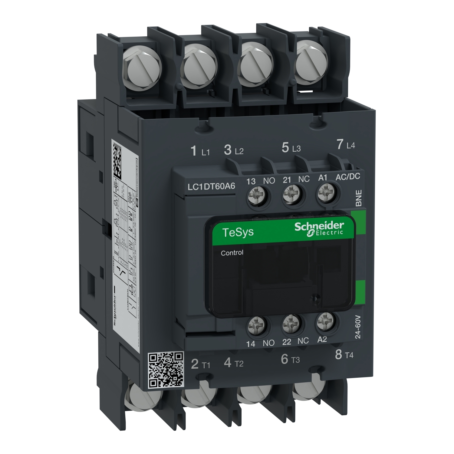 LC1DT60A6BNE LC1, 24 to 60 V Coil, 10; 60, 4NO Contact, 4 Poles