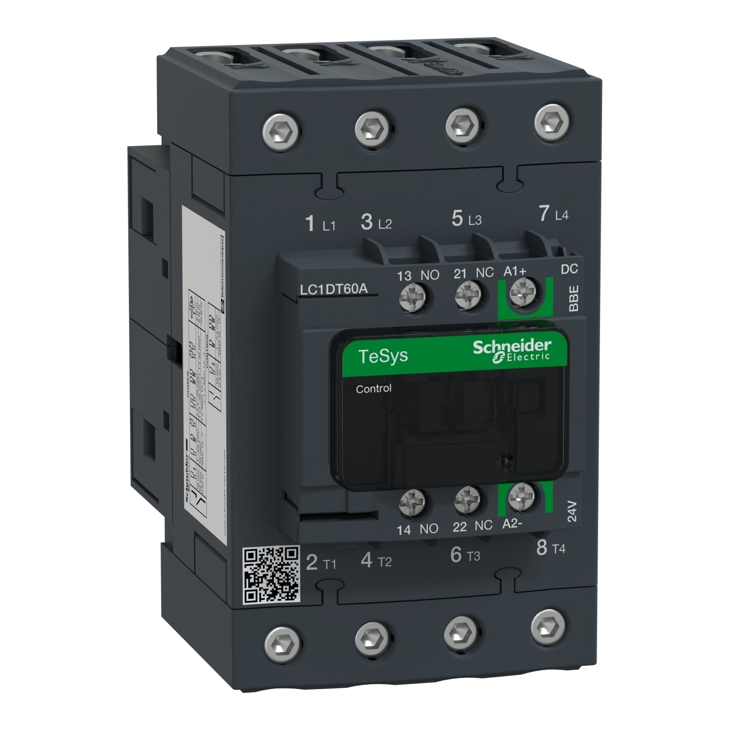 LC1DT60ABBE LC1 Contactor, 24 v coil, 10 60, 4NO contact, 4 poles