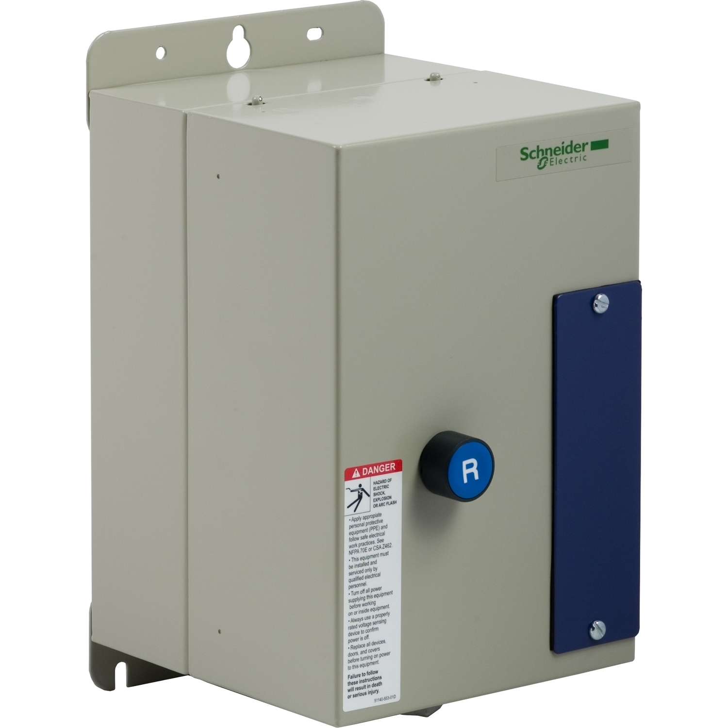 LE1D093A72OG70 Full Voltage Starter, 120 VAC V Coil, Non-Reversing Action, NEMA 1 Enclosure