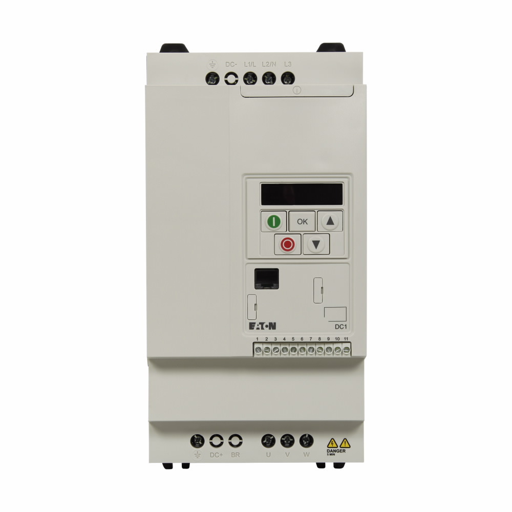 DC1-34024NB-A20CE1 PowerXL Compact Adjustable Frequency Drive, 480 V AC Input/460 V AC Output, 24 A, 15 hp, 6-1/4 in W x 13 in D