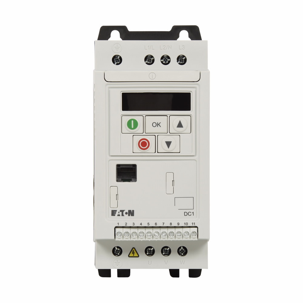 DC1-344D1NN-A20CE1 PowerXL 3-Phase Adjustable Compact Enhanced AC Variable Frequency Drive, 380 to 480 V AC, 4.1 A, 2 hp, 5 in W x 9 in D