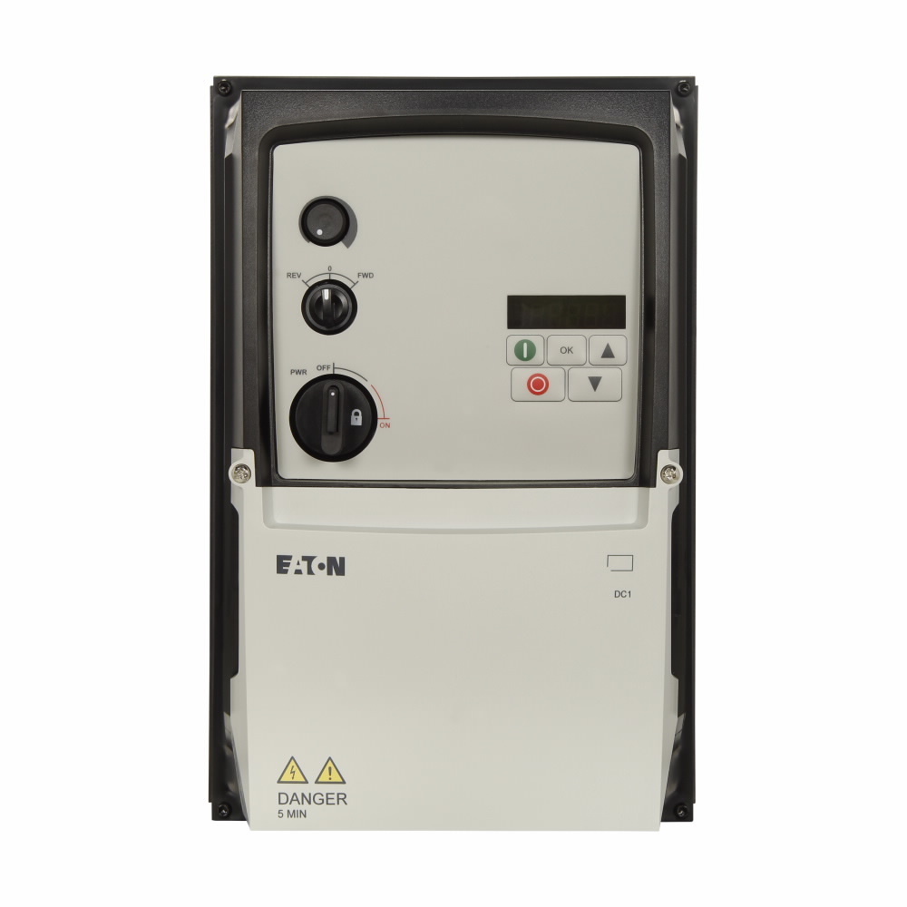 DC1-34018NB-A6SCE1 PowerXL Compact Adjustable Frequency Drive, 480 V AC Input/460 V AC Output, 18 A, 10 hp, 10-1/2 in W x 18 in D