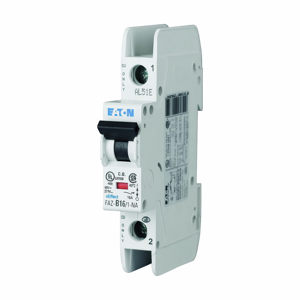 FAZ-C50/1-NA Miniature Circuit Breaker, 277/480 V AC, 50 A, 10 kA Interrupt, 1 Poles, Thermal Magnetic Trip