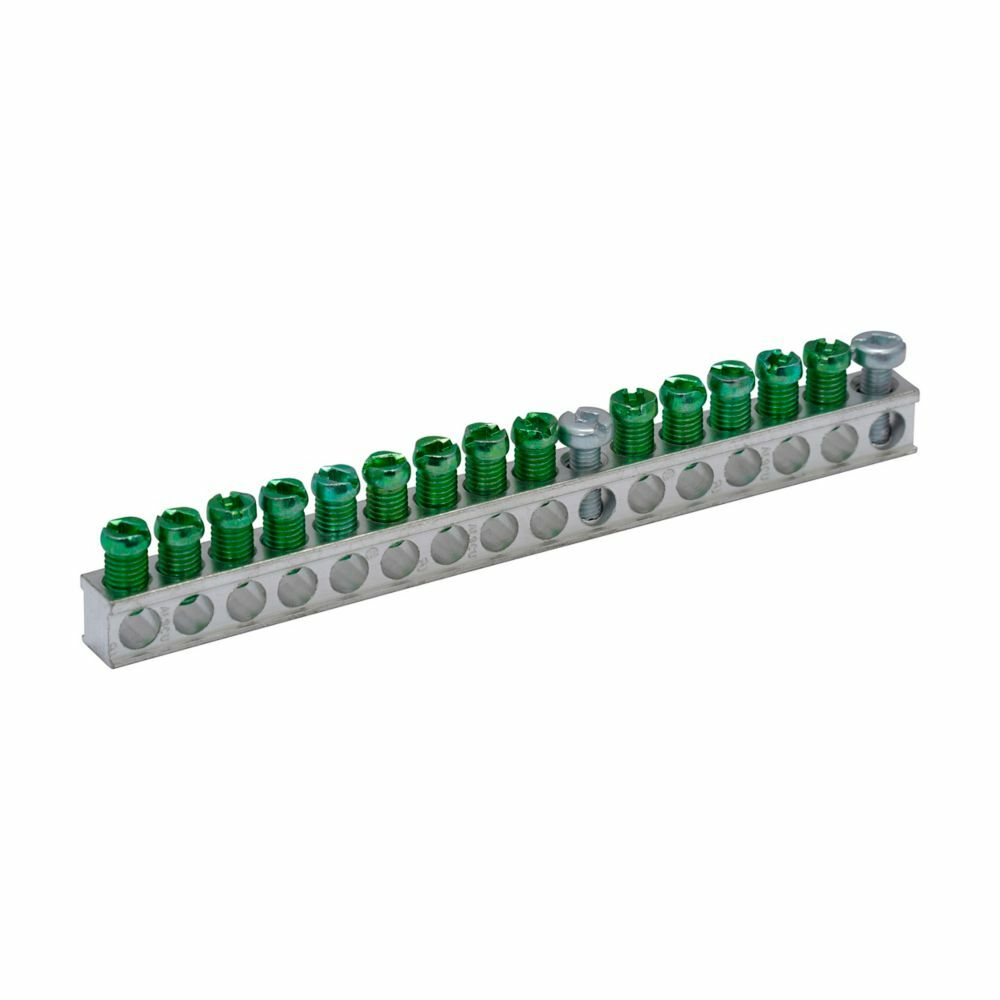 GBKP14 Ground Bar Kit, 5.39 in L, 14 to 10 AWG, 14 to 4 AWG Aluminum/Copper Conductor, 14 Terminals, For Use With Type BR/CH Plug-On Neutral Loadcenter and Circuit Breaker