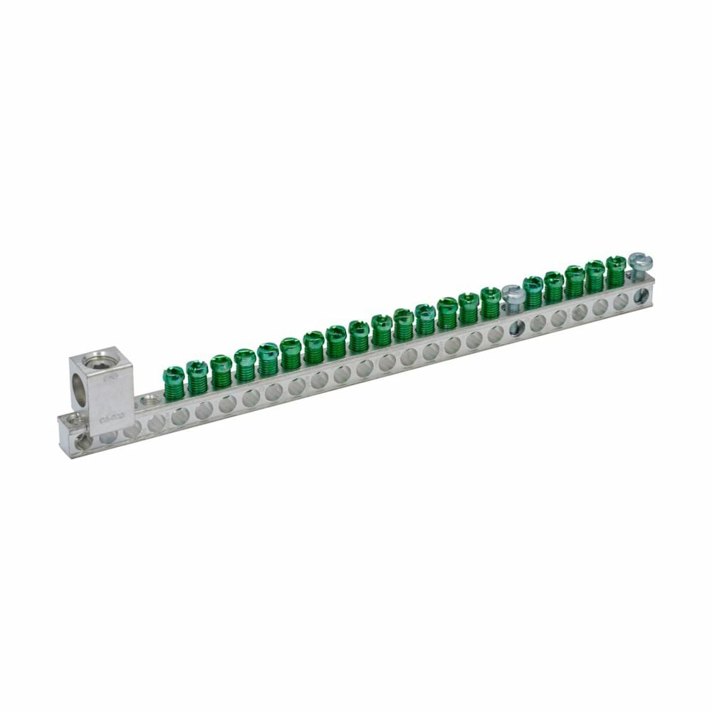 GBKP2120 Ground Bar Kit, 8.72 in L, 14 to 10 AWG, 14 to 4 AWG Aluminum/Copper Conductor, 21 Terminals, For Use With Type BR/CH Plug-On Neutral Loadcenter and Circuit Breaker