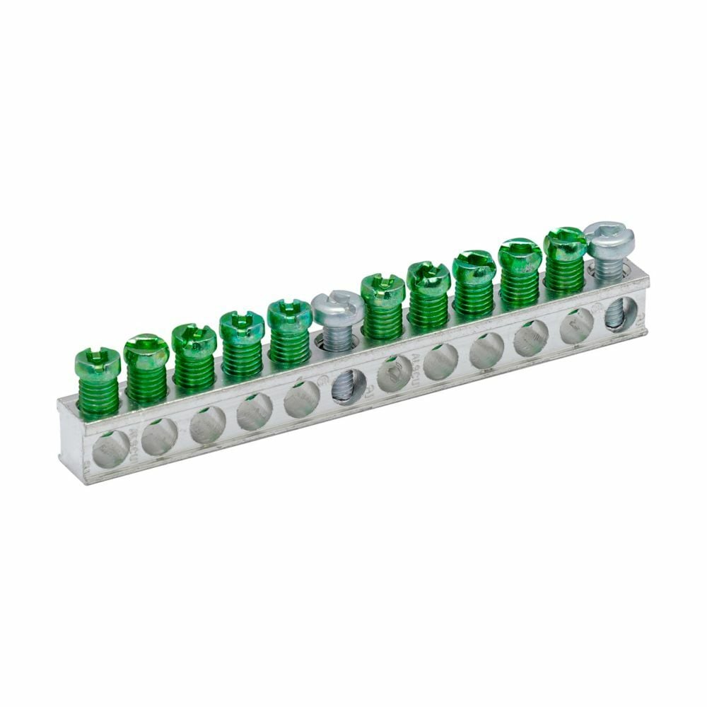 GBKP10P Ground Bar Kit, 4.05 in L, 14 to 10 AWG, 14 to 4 AWG Aluminum/Copper Conductor, 10 Terminals, For Use With Type BR/CH Plug-On Neutral Loadcenter and Circuit Breaker