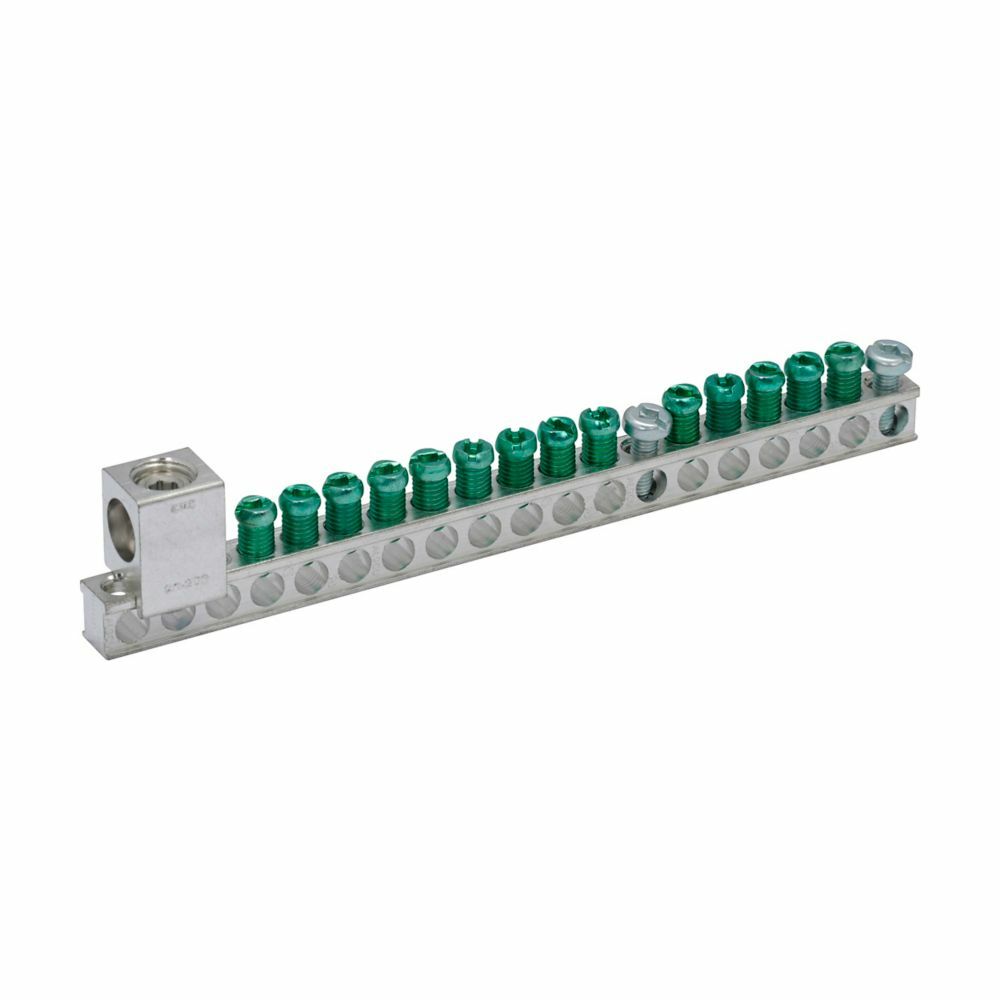 GBKP1420 Ground Bar Kit, 6.39 in L, 14 to 10 AWG, 14 to 4 AWG Aluminum/Copper Conductor, 14 Terminals, For Use With Type BR/CH Plug-On Neutral Loadcenter and Circuit Breaker