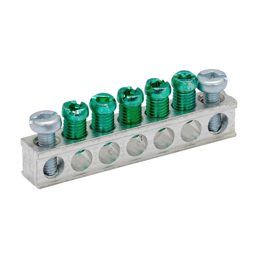 GBKP5 Ground Bar Kit, 2.39 in L, 14 to 10 AWG, 14 to 4 AWG Aluminum/Copper Conductor, 5 Terminals, For Use With Type BR/CH Plug-On Neutral Loadcenter and Circuit Breaker