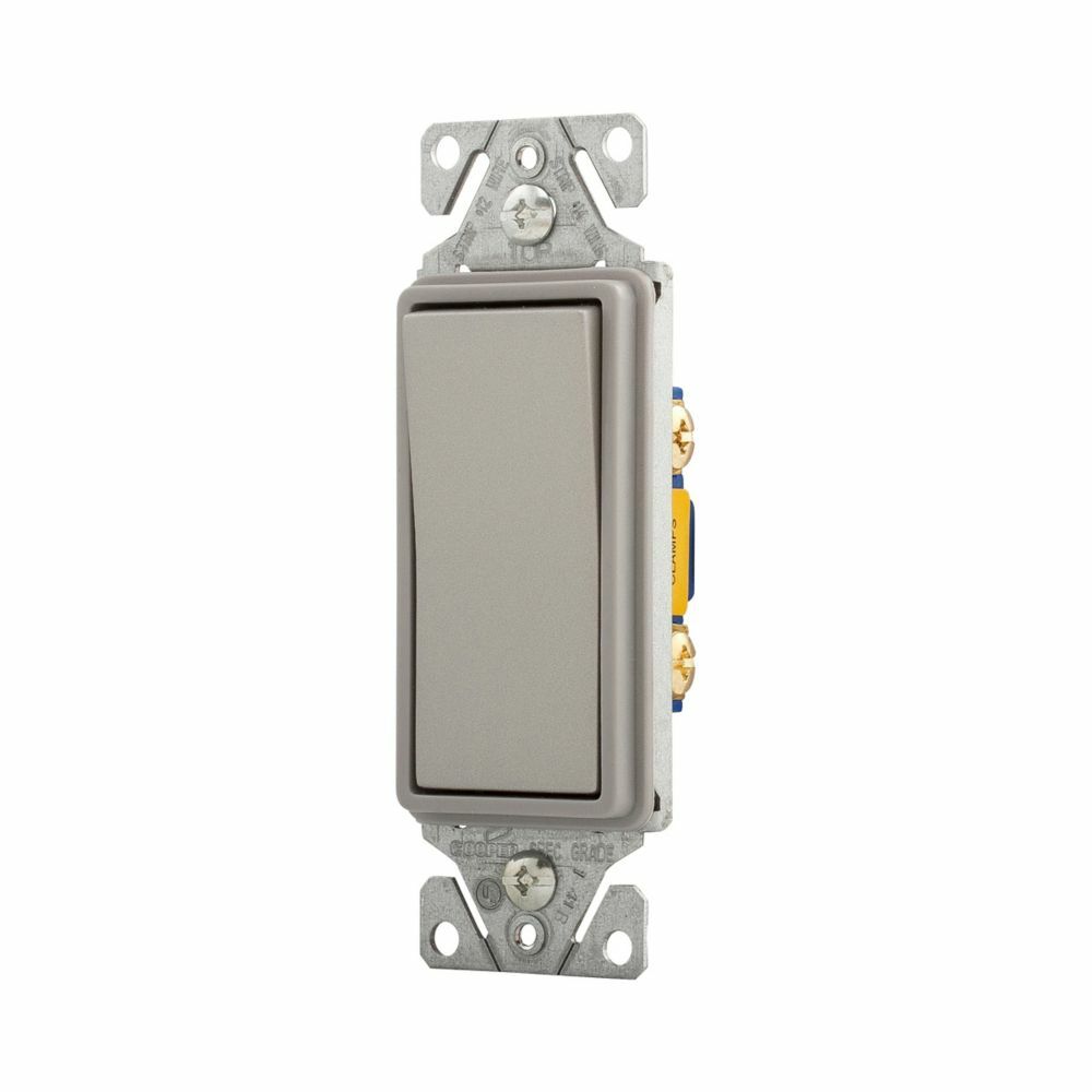 Eaton decorator dimmer switch, 15A, 120/277V, Back push wiring, Slvr gran, 1-pole 752803