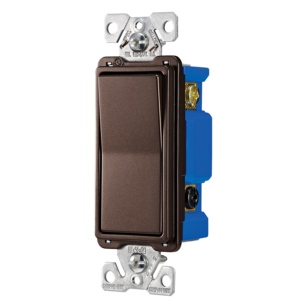 Eaton decorator dimmer switch, 15A, 120/277V, Back push wiring, Oil rubbed bronze, Four-way 752896