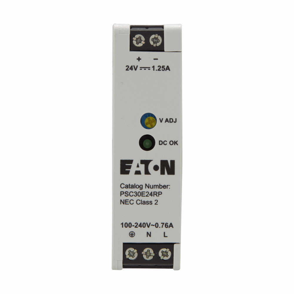 PSC30E24RP 1-Phase Compact Power Supply, 100 to 240 V AC Input, 24 VDC Output, 30 W Power Rating, 1.25 A, DIN Rail Mount