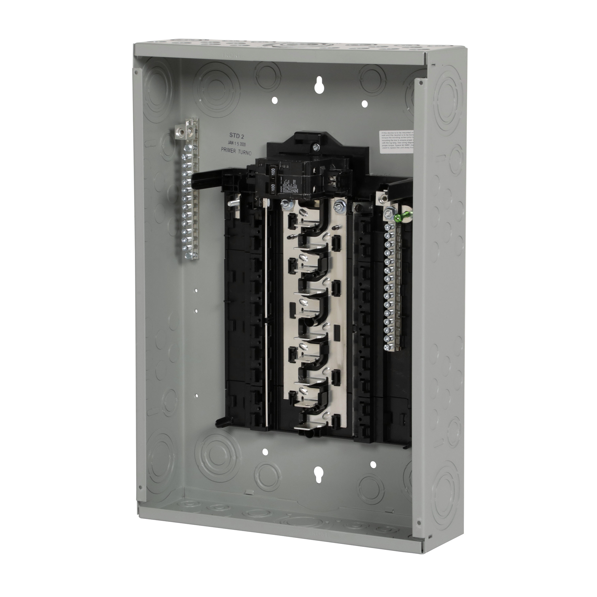 SN2020B1100 SpeedFax Standard SN Series 1-Phase Assembled Low Voltage Main Breaker Load Center With Aluminum Bus Bar and Gray Combination Trim, 120/240 V AC, 100 A, 22 kAIC Interrupt