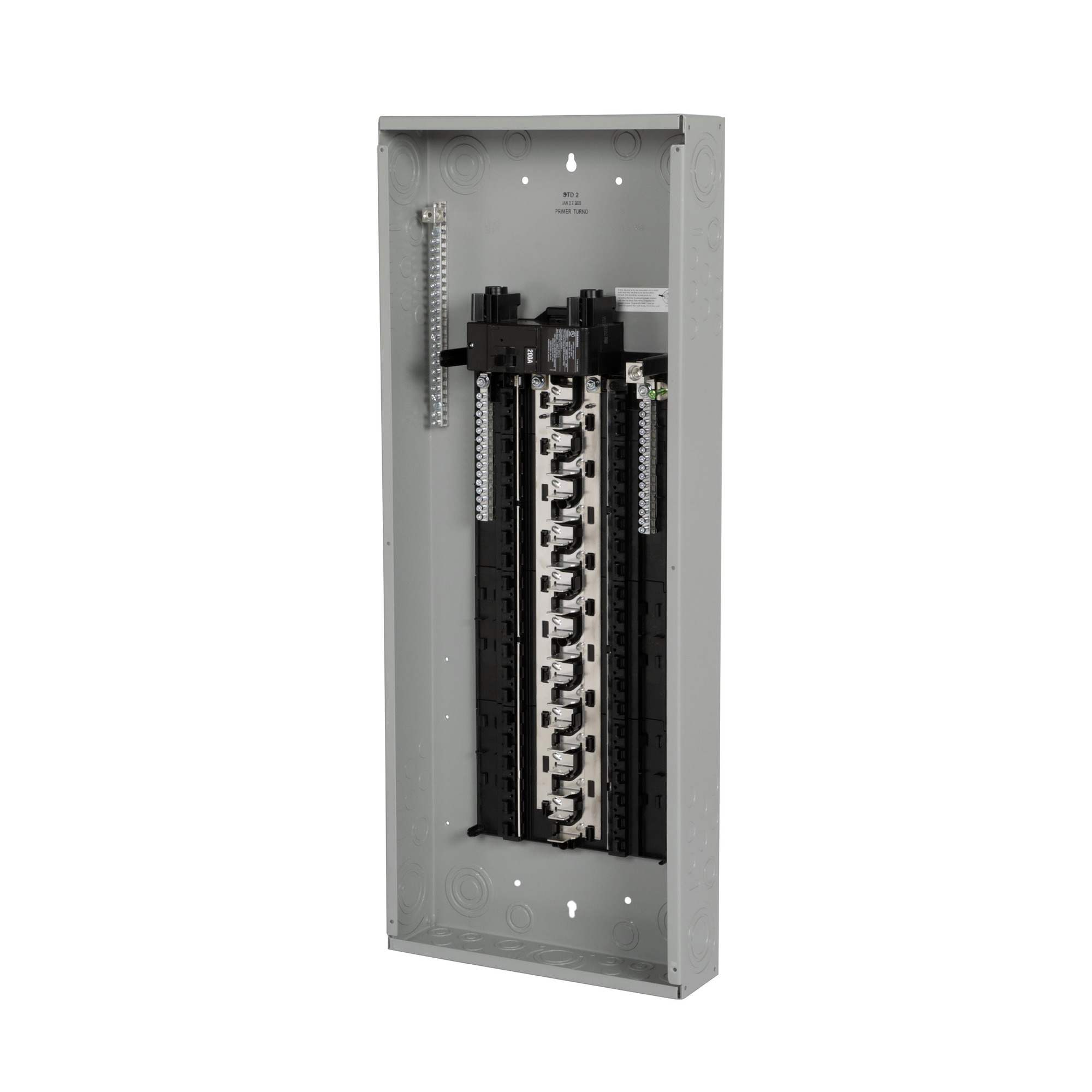 SN4040B1200 SpeedFax Standard SN Series 1-Phase Assembled Low Voltage Main Breaker Load Center With Aluminum Bus Bar and Gray Combination Trim, 120/240 V AC, 200 A, 22 kAIC Interrupt