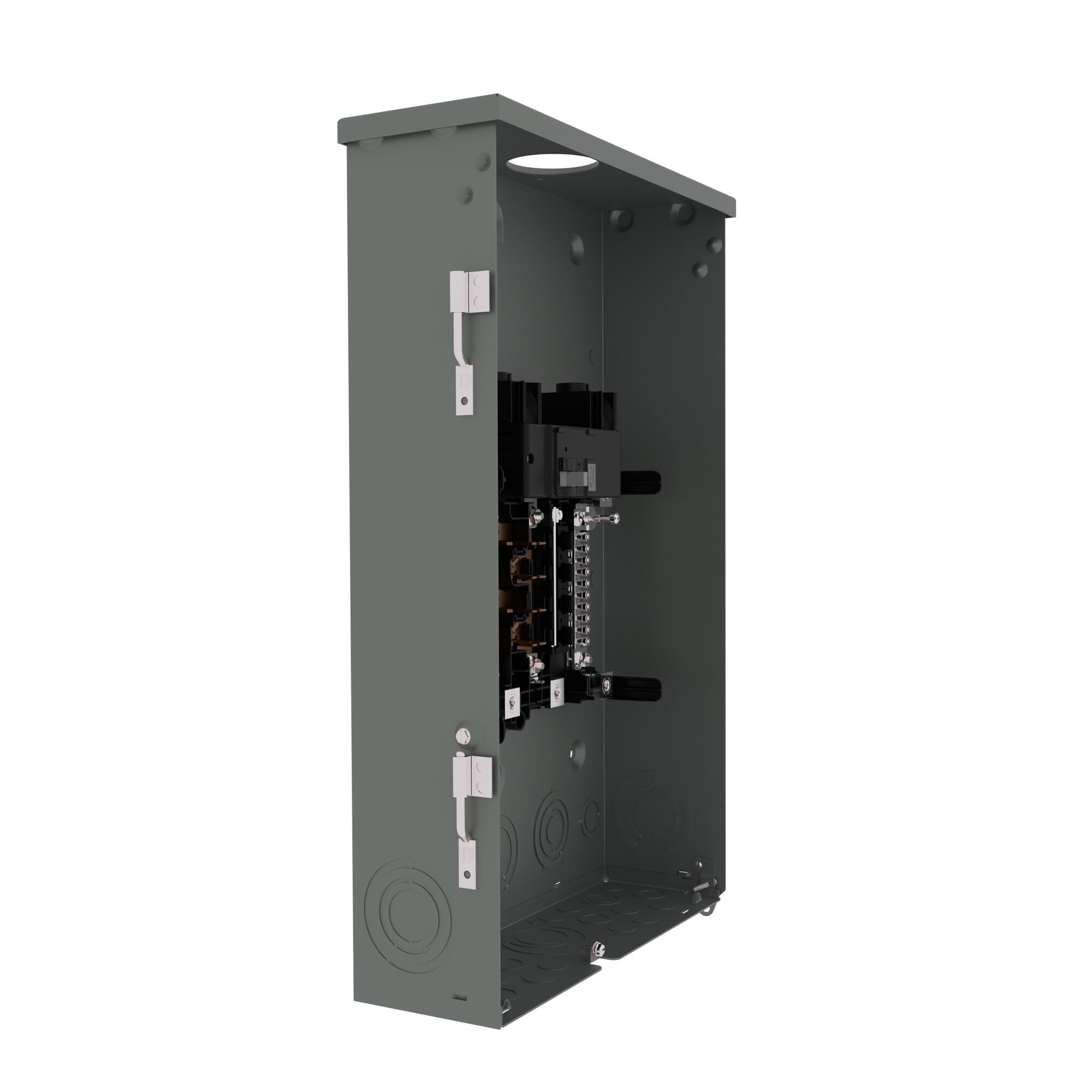 SNW0816B1200T SpeedFax Standard SN Series 1-Phase Assembled Low Voltage Main Breaker Load Center With Aluminum Bus Bar, Gray Trim and Feed-Thru Lugs, 120/240 V AC, 200 A, 22 kAIC Interrupt