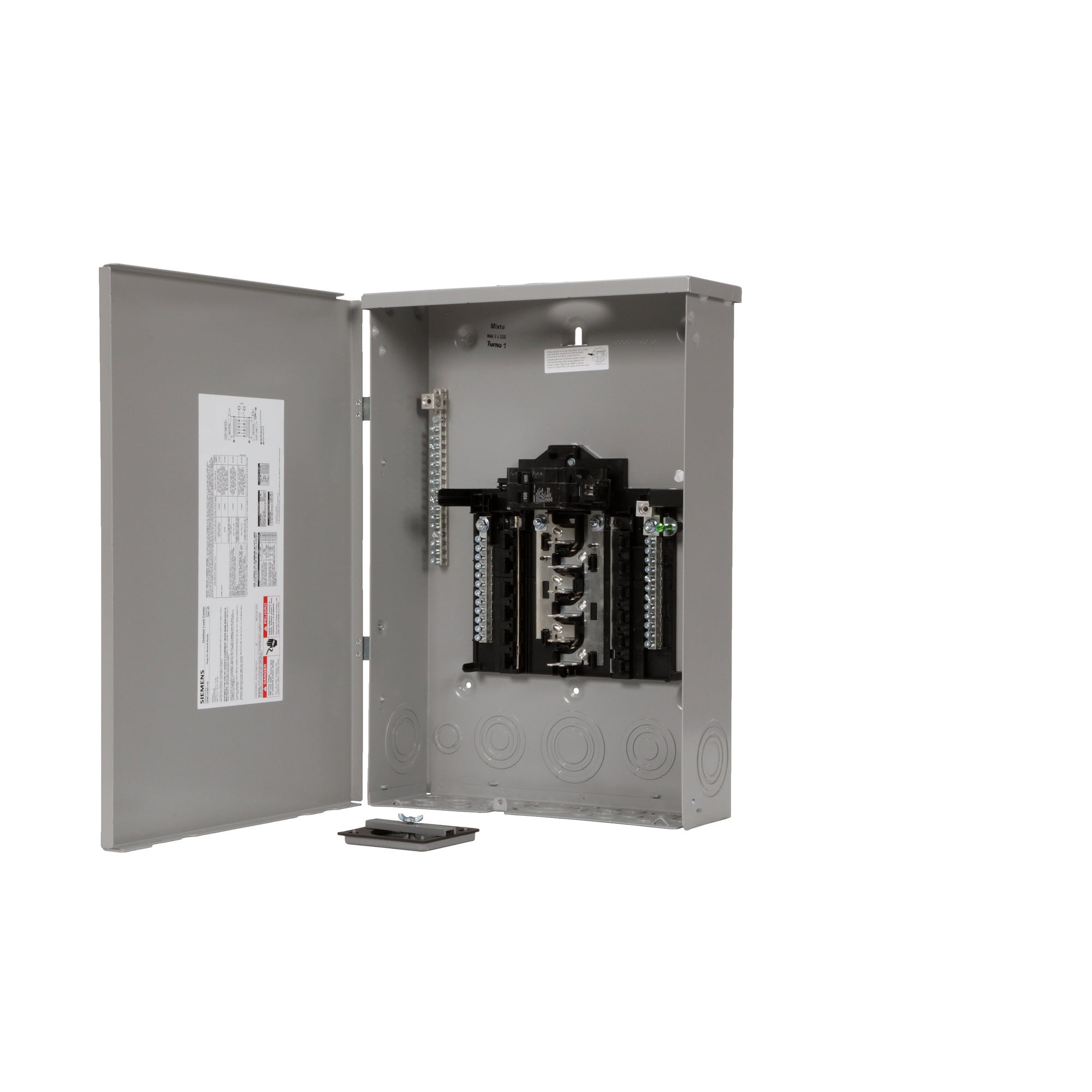 SNW1224B1100 SpeedFax Standard SN Series 1-Phase Assembled Low Voltage Main Breaker Load Center With Aluminum Bus Bar and Gray Combination Trim, 120/240 V AC, 100 A, 22 kAIC Interrupt
