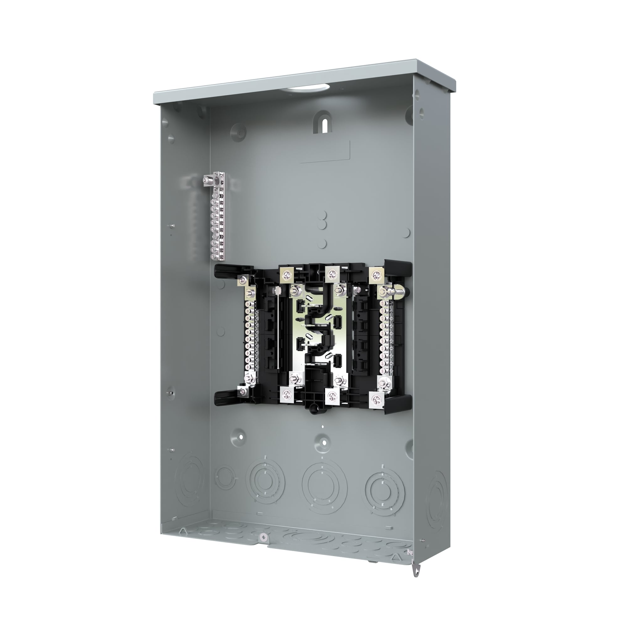 SNW0816L1200T SpeedFax Standard SN Series 1-Phase Assembled Low Voltage Main Lug Load Center With Aluminum Bus Bar, Gray Trim and Feed-Thru Lugs, 120/240 V AC, 200 A, 100 kAIC Interrupt