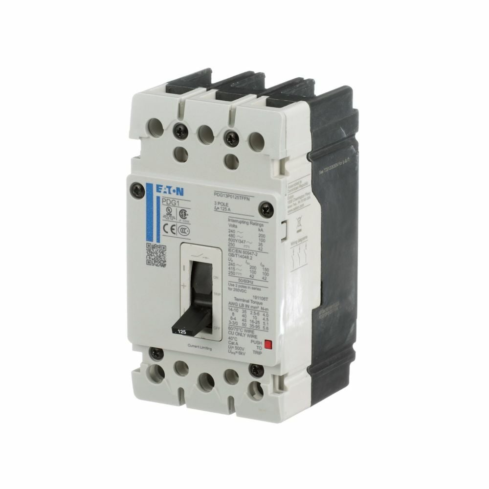 PDG13P0050TFFJ PDG1 PD1 Global Ratings, 600 V AC, 50 A, 100 kA interrupt, 3 poles, T-M Fxd-Fxd TU trip