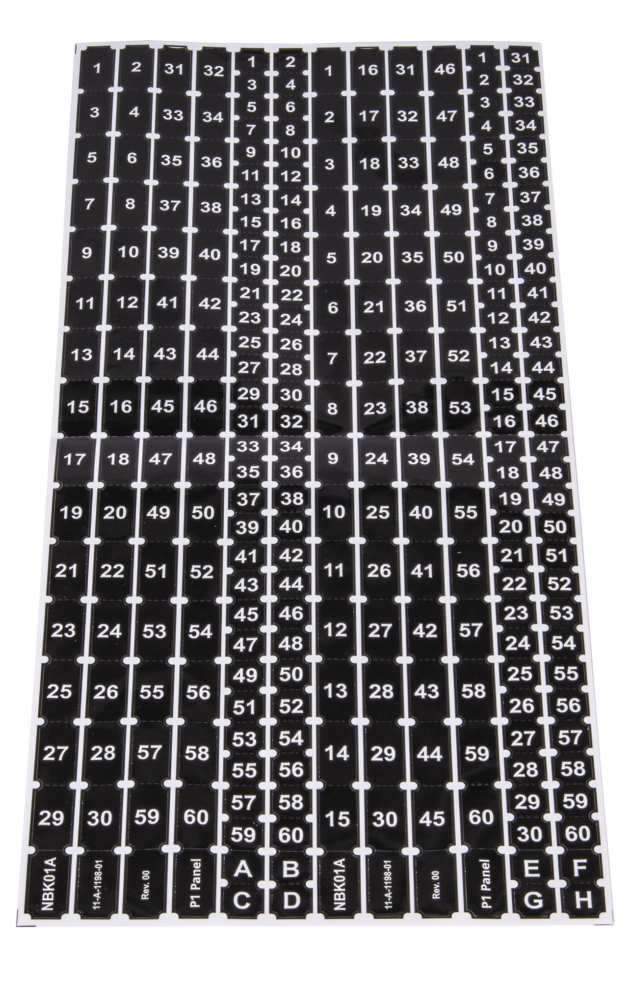 NBK01A Stick-On Numbering Strip, For Use With P1 Circuit Panel, 1 in, 1/2 in H 1 thru 60 Numbers