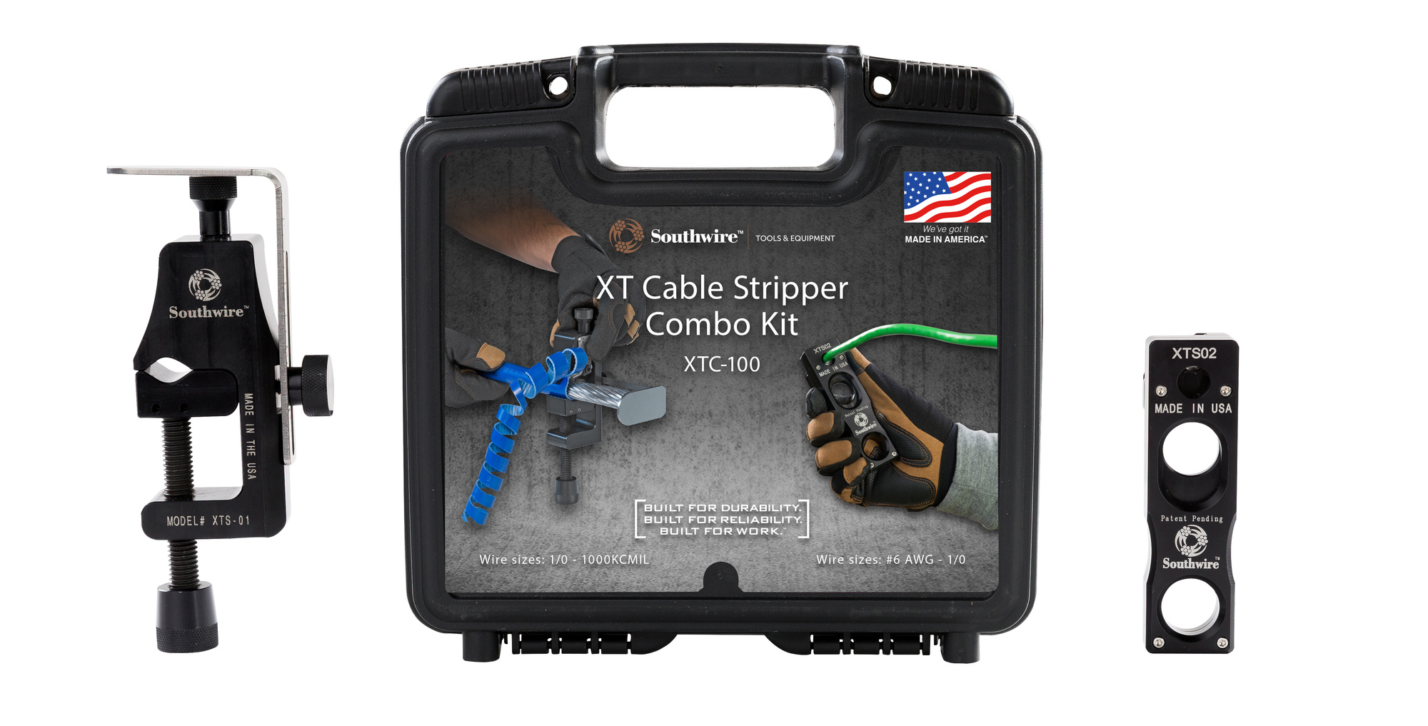 59894501 Cable Stripper Combo Kit, 4 to 1/0 AWG THHN/XHHW, RHH, RHW Cable, 1 in L x 1-1/2 in W Jaw, Aluminum Body