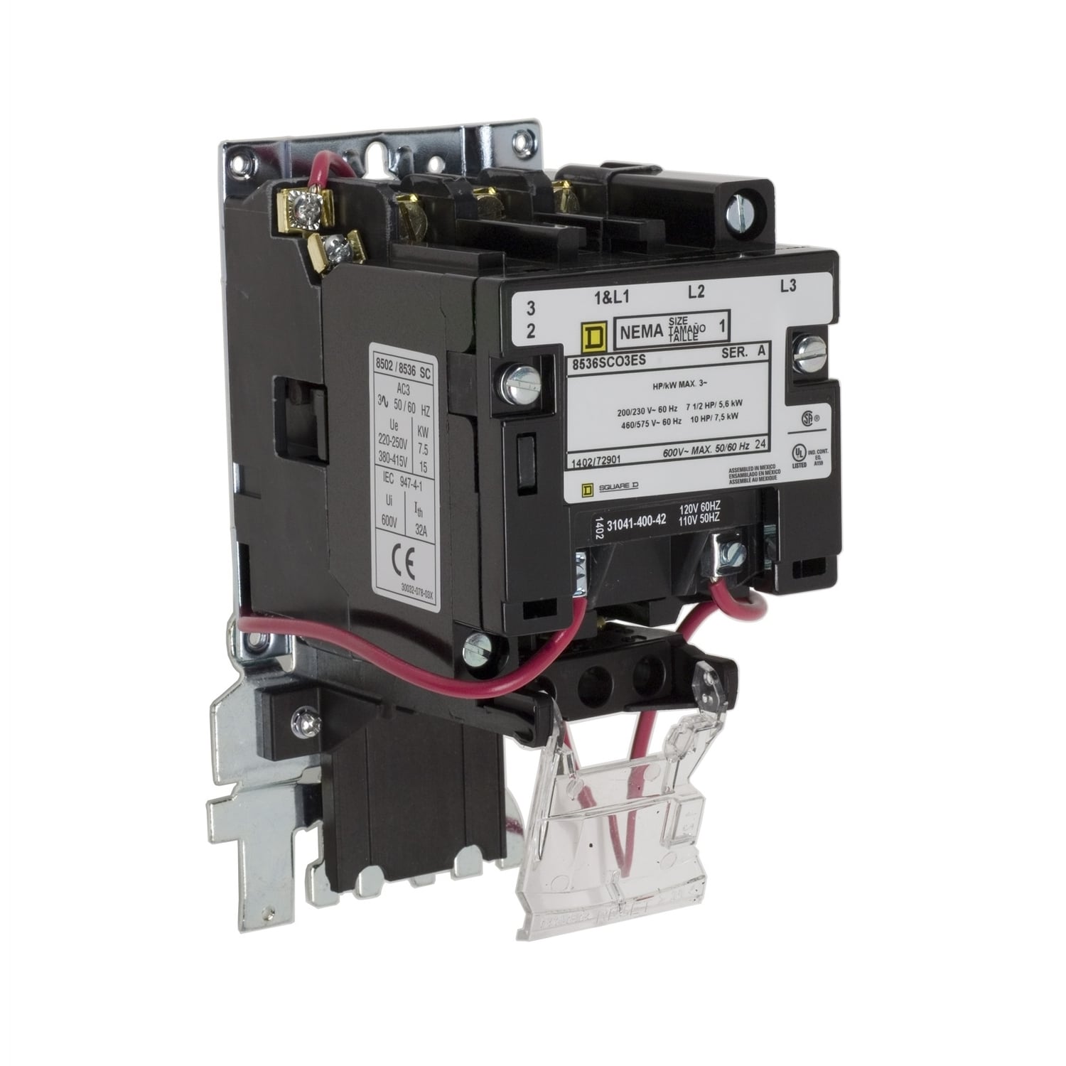 8536SCO3V02ES Type S Non-Reversing Starter, 110/120 VAC V Coil, 3 Poles, NEMA 1 Enclosure
