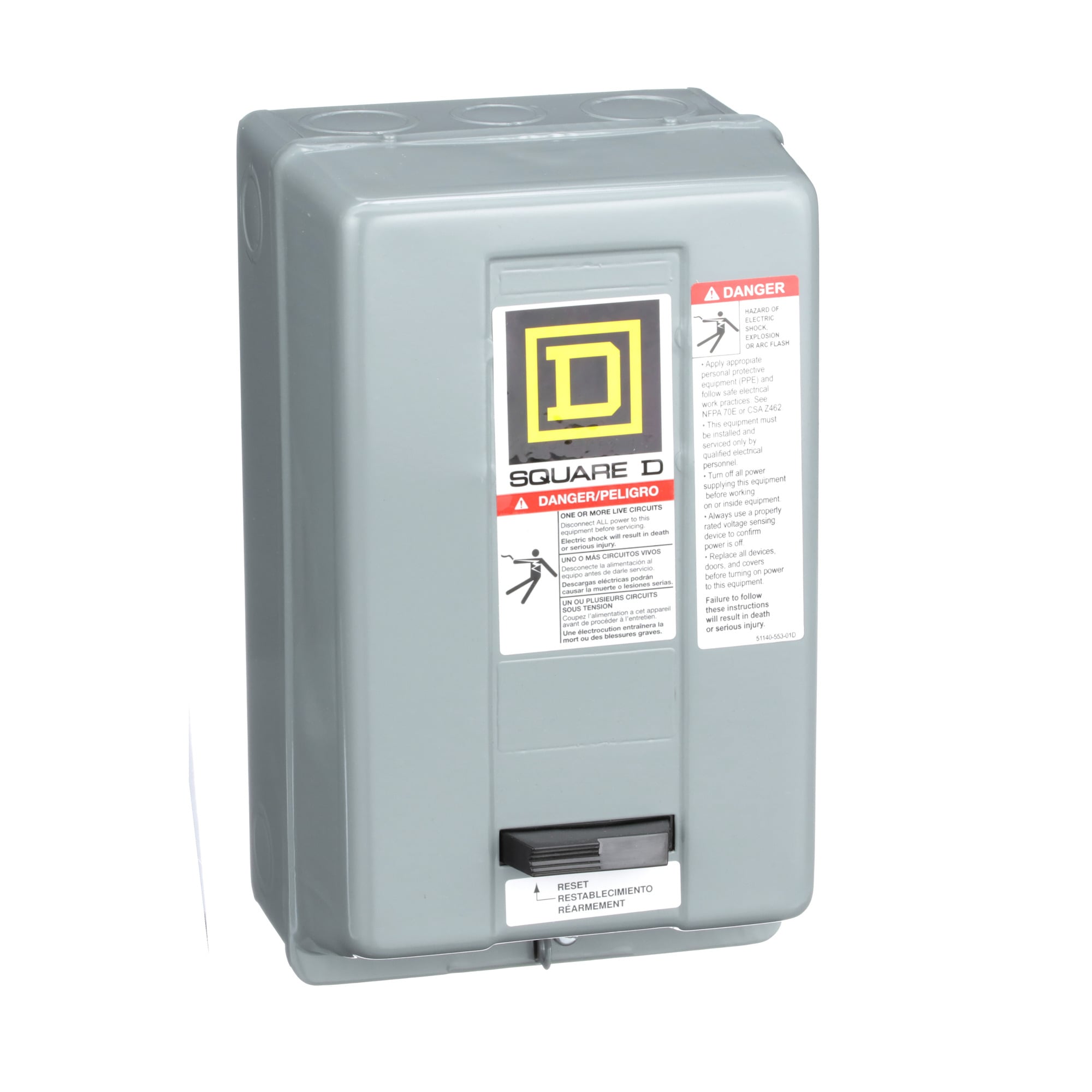 8536SCG3V02ES Type S Starter, 110 to 120 VAC V Coil, Non-Reversing Action, 3 Poles, NEMA 1 Enclosure