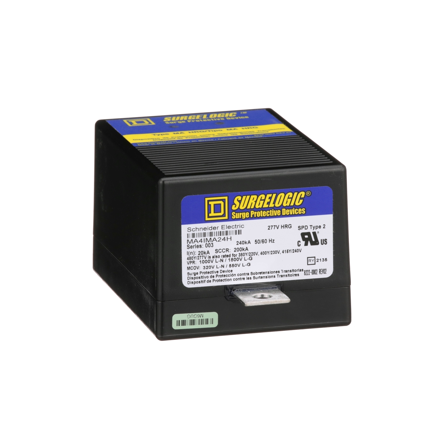 I-Line Surgelogic MA4IMA24H IMA-HRG Type 2 Plug-On Surge Protective Module, Panel Mount, Terminal Connection, 240 kA, 480Y/277 V AC, 3-Phase, 4-Wire, NEMA 2, Plastic, Black