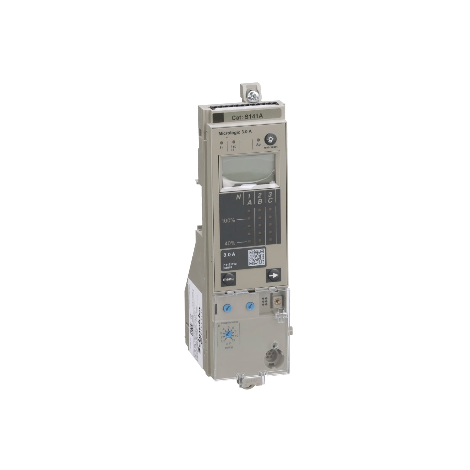 S141A Electronic Micrologic 3.0A Breaker Trip Unit With Rating Plug, 3 A, P/R Frame, For Use With P/R Frame Circuit Breaker