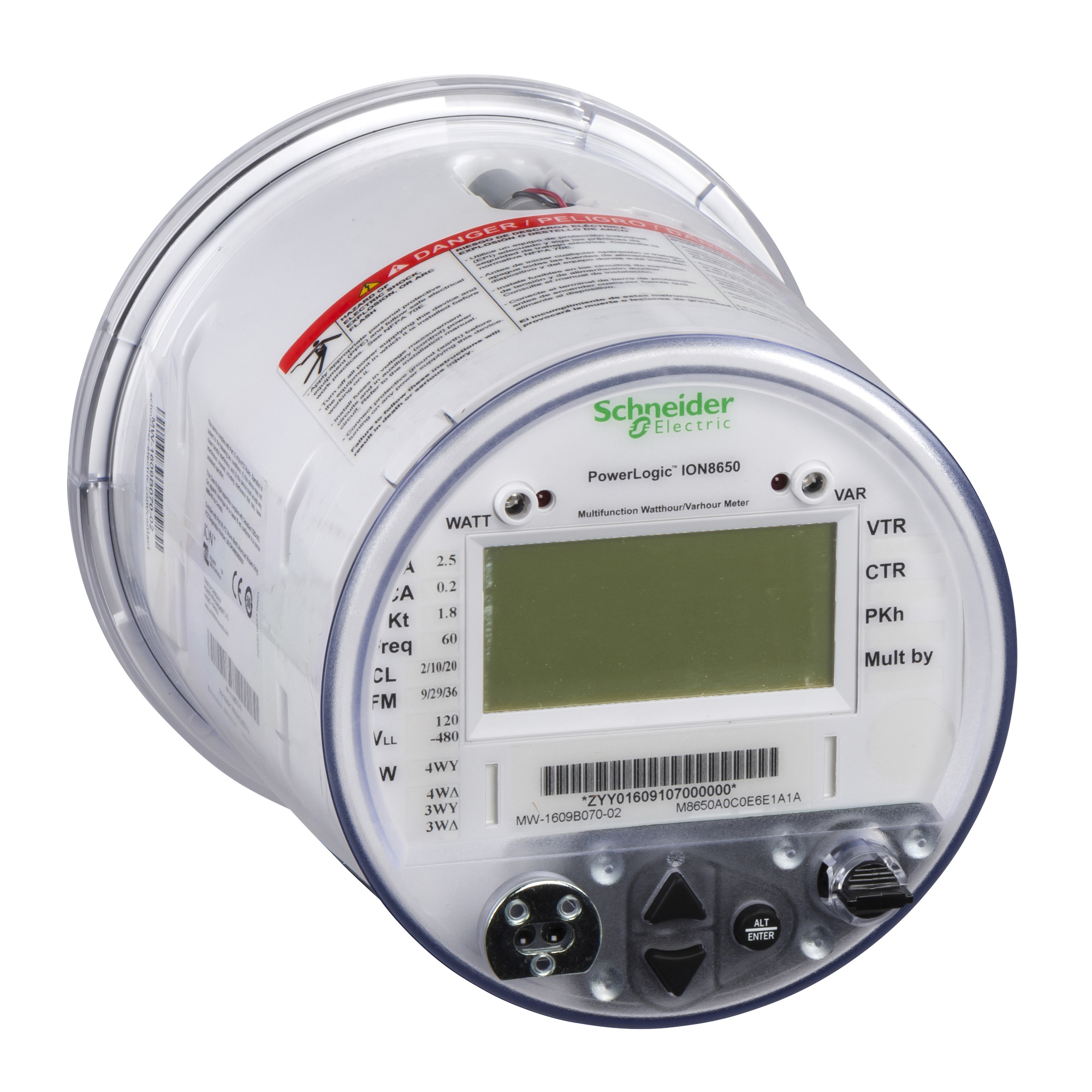 S8650A0C0E6E1B0A Powerlogic ION8650A Meter, 277 V AC, 1 A, FSTN Transflective LCD Display, Ethernet Communication