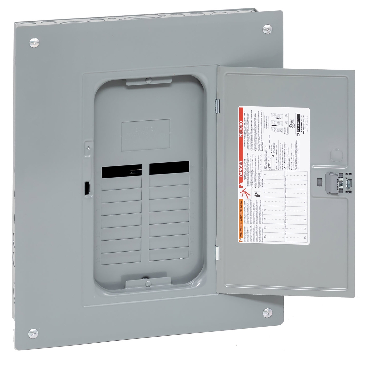 QO112L125PGC 1-Phase 3-Wire Convertible Main Lug Neutral Load Center With Qwik-Grip, 120/240 V AC, 125 A, 65 kA Interrupt