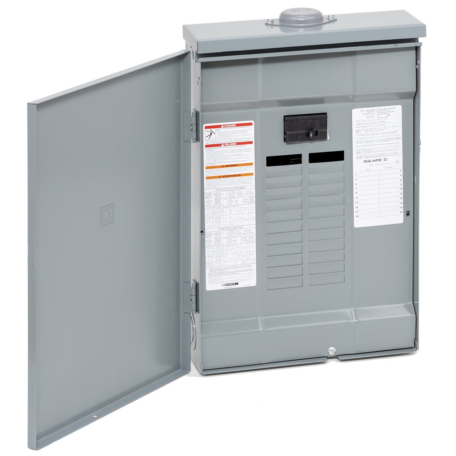 QO120M100PRB 1-Phase Convertible Main Lug Load Center, 120/240 V, 100 A, 3 W Power Rating, 1 Poles