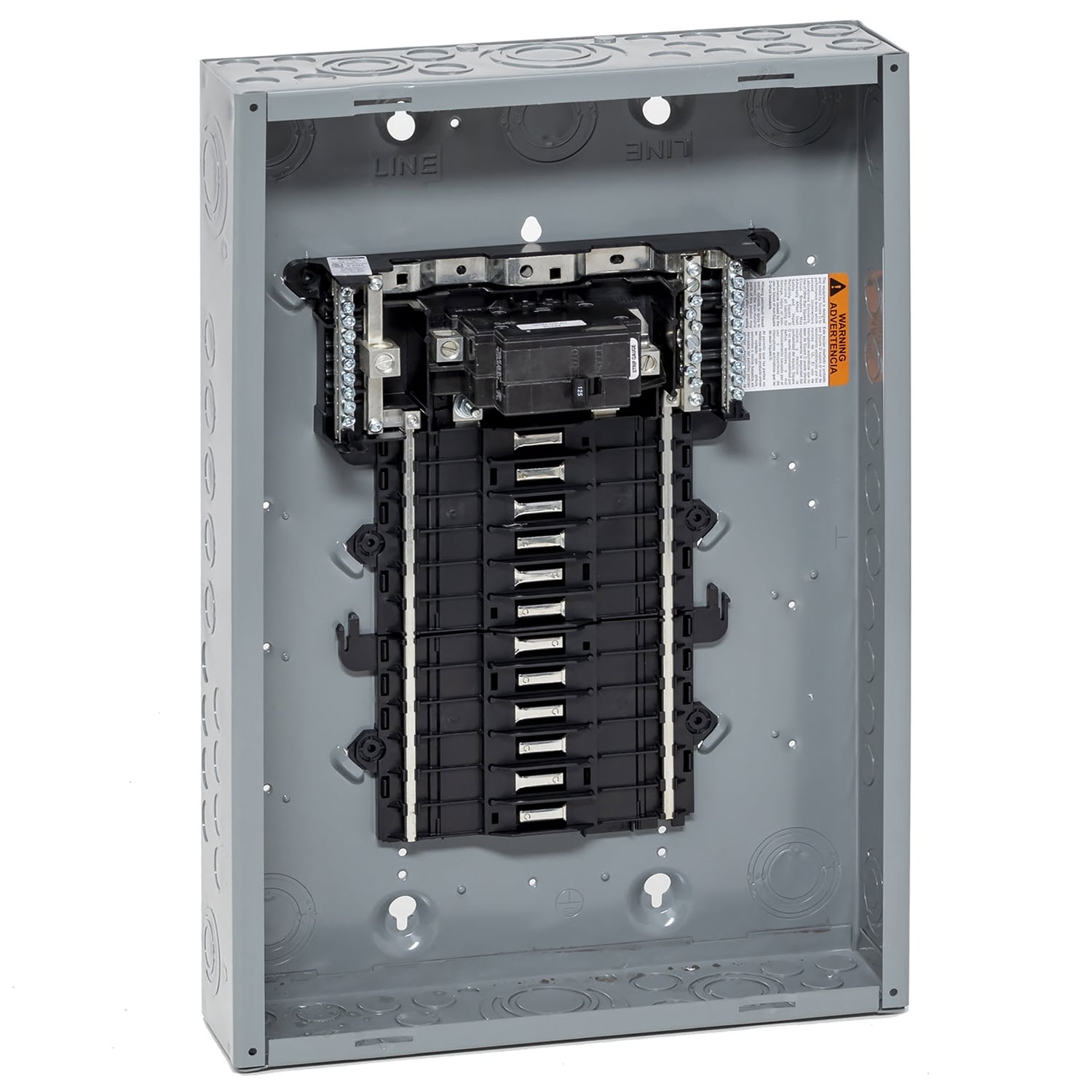 QO124M125P 1-Phase 3-Wire Convertible Main Neutral Load Center, 120/240 V AC, 125 A, 22 kA Interrupt