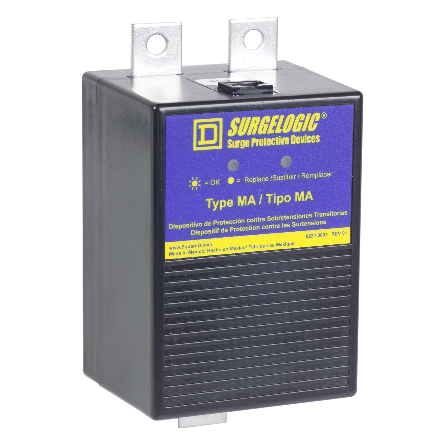 MA5IMA241 Surgelogic I-Line Type 1 Plug-On Surge Protective Module, Panel Mount, Terminal Connection, 240 kA, 480 Delta V AC, 3-Phase, 3-Wire, NEMA 1, Plastic, Black