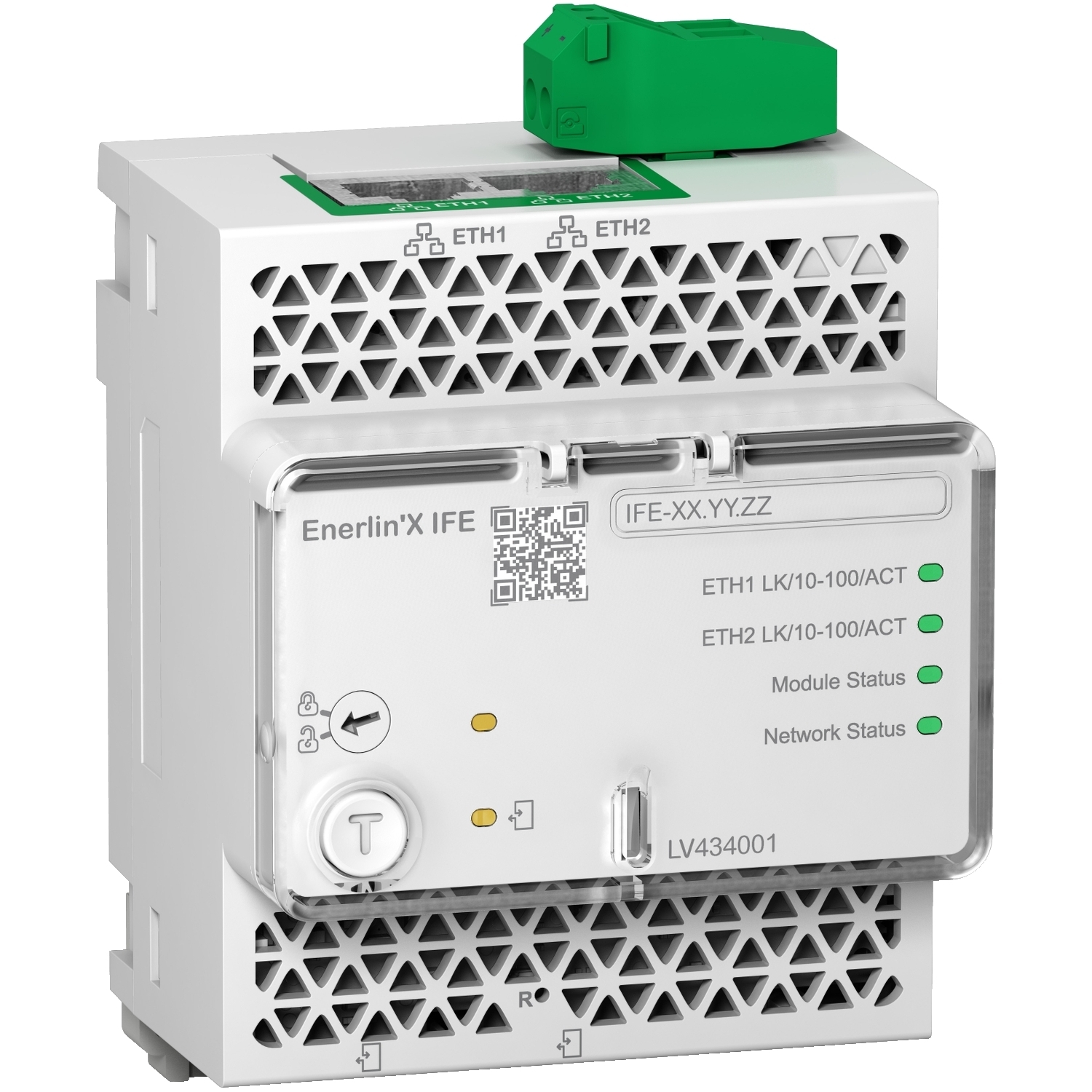 LV434001 EnerlinX IFE Ethernet Interface, 24 V DC, DIN Rail Mount, -20 to 70 deg C Operating