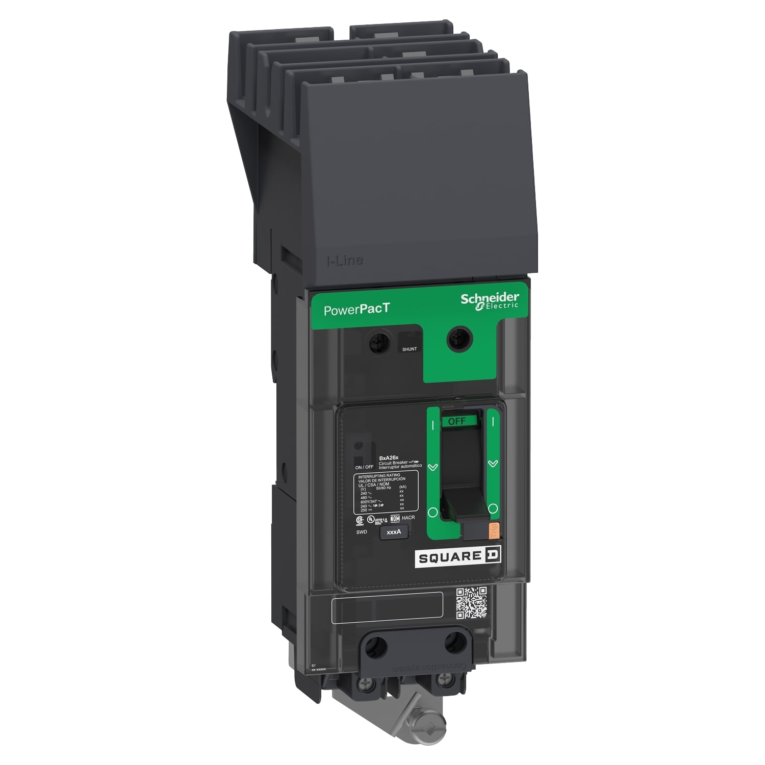 BGA24060Y2 PowerPact BG 060 Molded Case Circuit Breaker, 480Y/277 VAC, 250 VDC, 60 A, 35/20 kA Interrupt, 2 Poles, Thermal Magnetic Trip