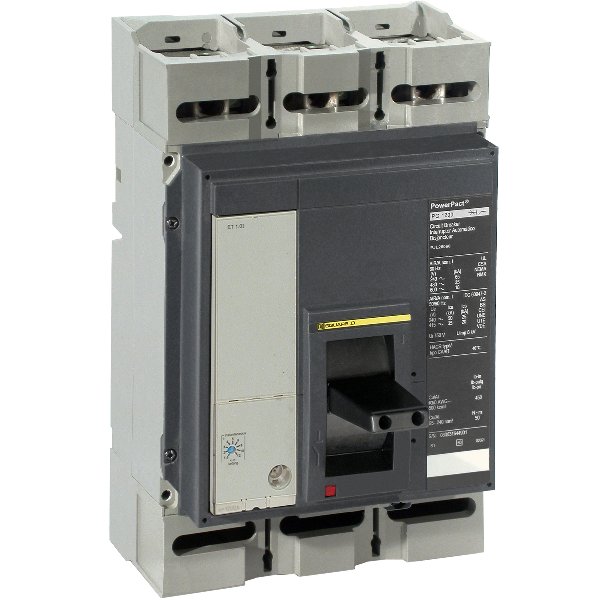 PGL26080 PowerPact MasterPact Molded Case Circuit Breaker, 600 V AC, 800 A, 18 kA Interrupt, 2 Poles, Electronic Trip