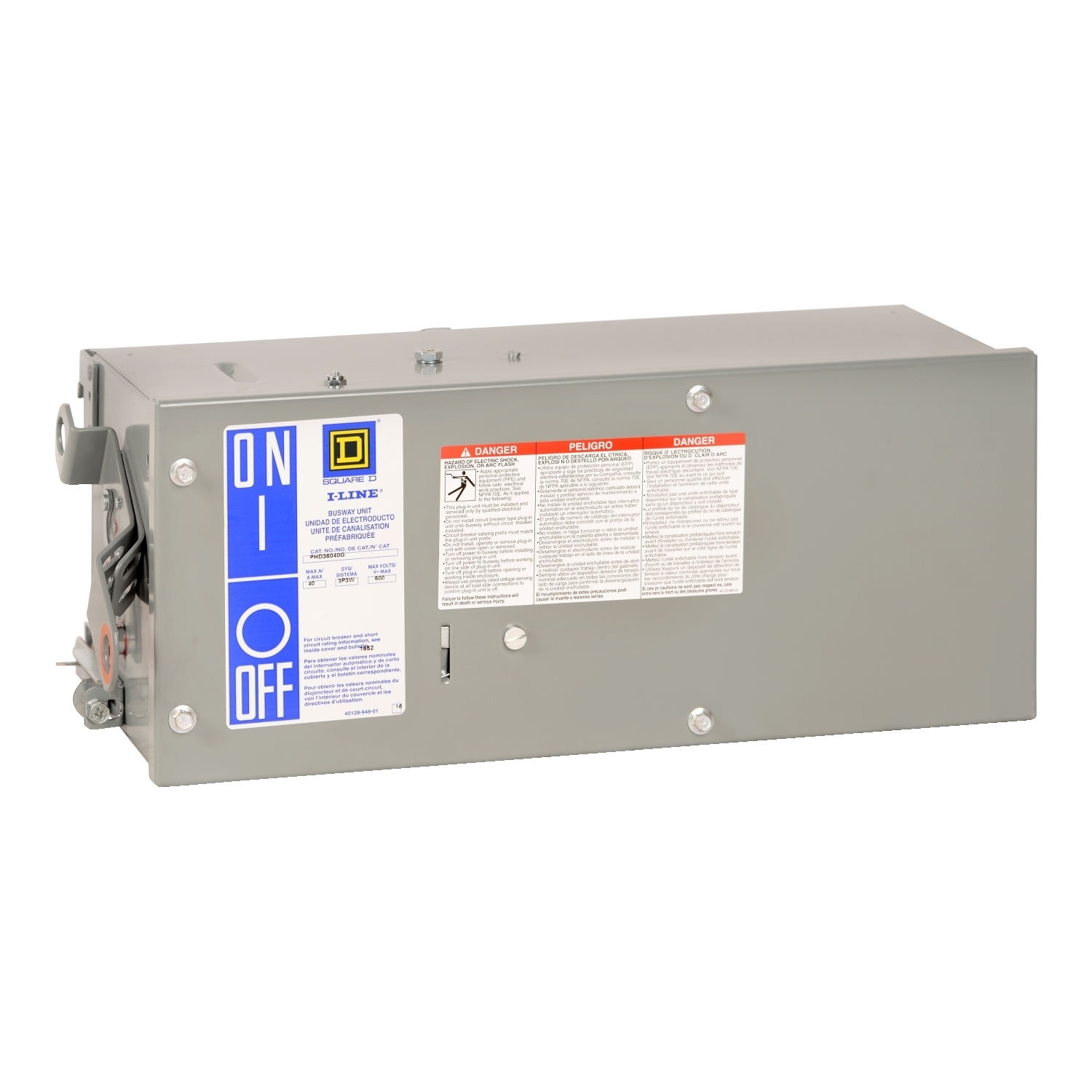 PHD36030G Electronic Trip Circuit Breaker Busway Plug-In Unit, 600 V AC, 30 A, 3 Wires, H Frame