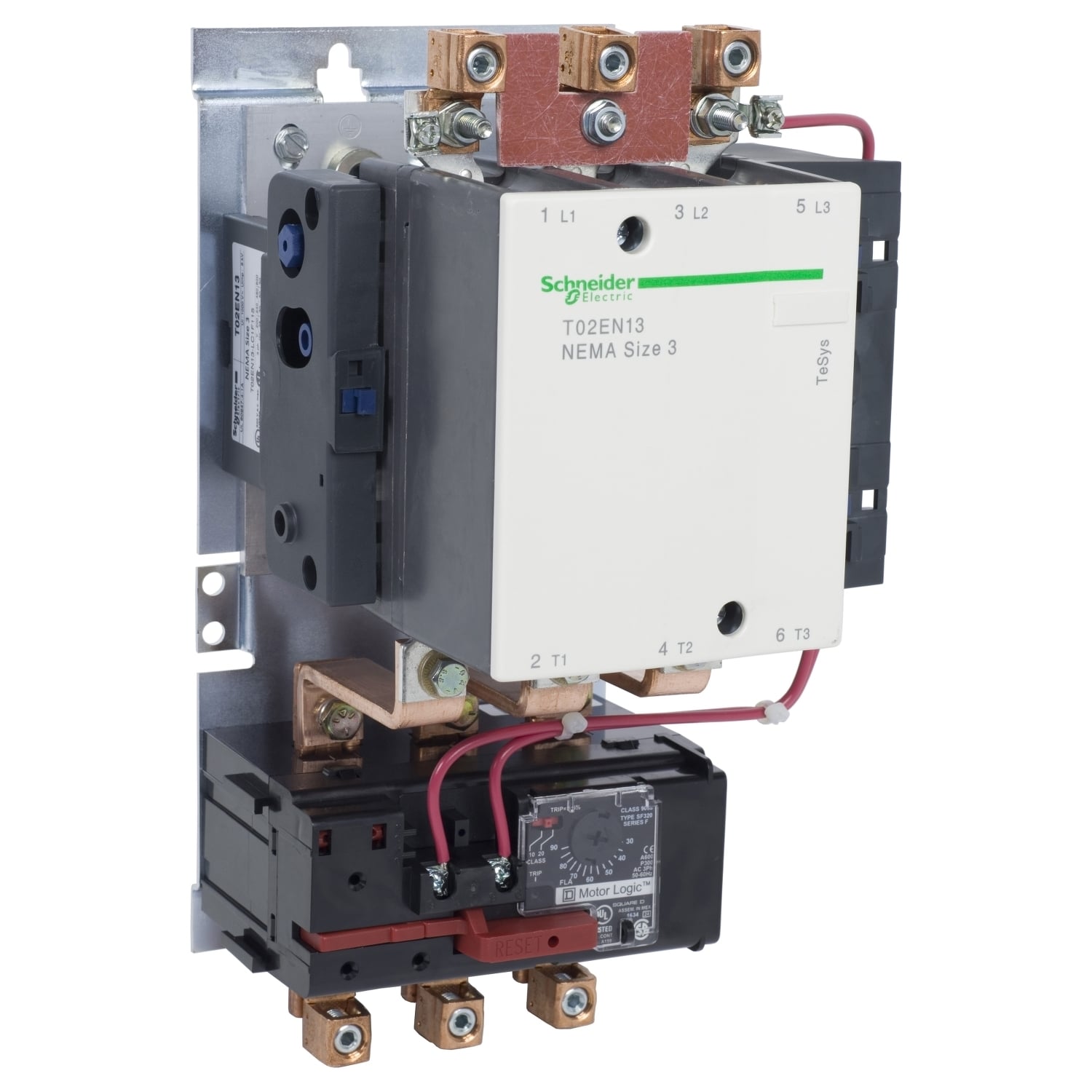 T36EN13G7 TeSys N Size 3 NEMA Motor Starter, 120 VAC V Coil, Non-Reversing Action, 3 Poles, Open Enclosure