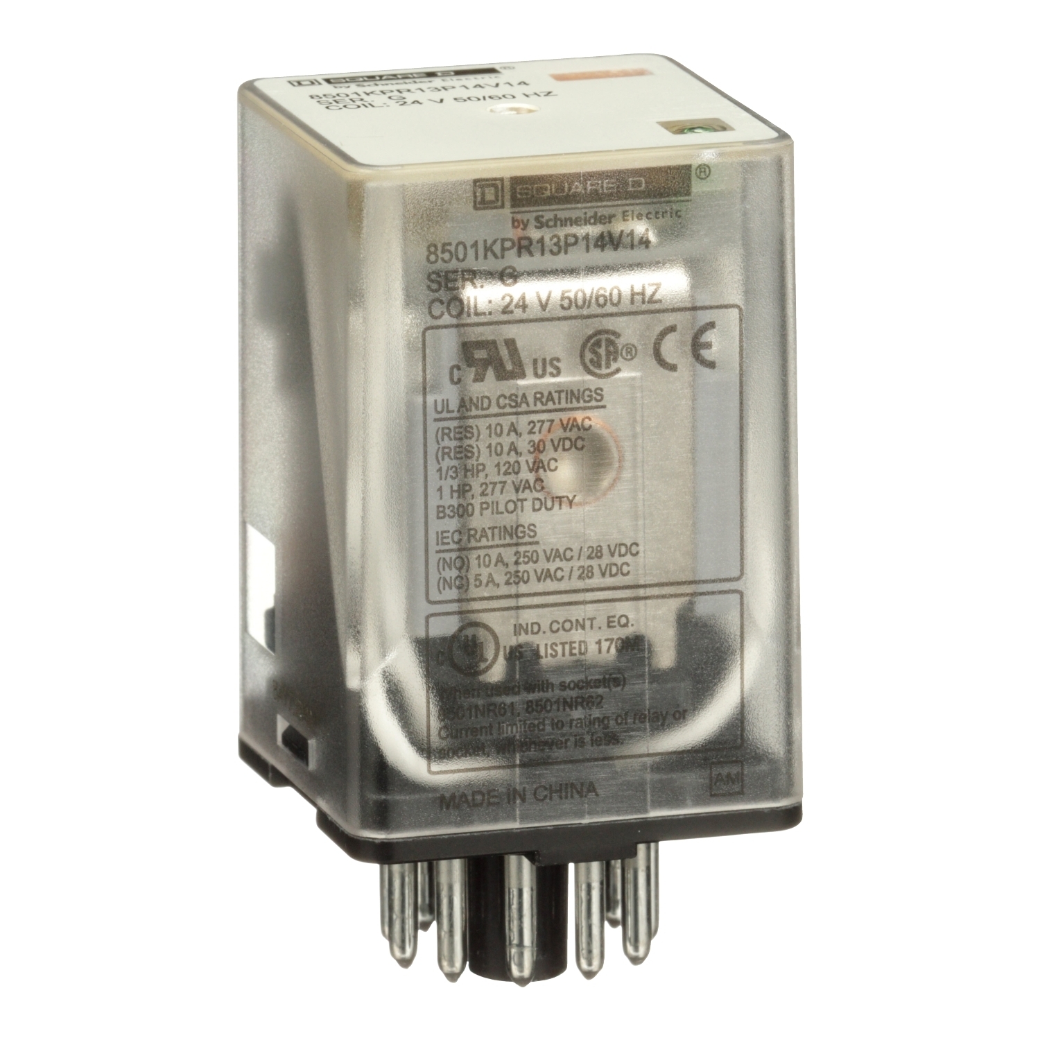 8501KPR13P14V14 8501K Series Relay, 10 A, 11 pin, 3 Form C 3PDT contact
