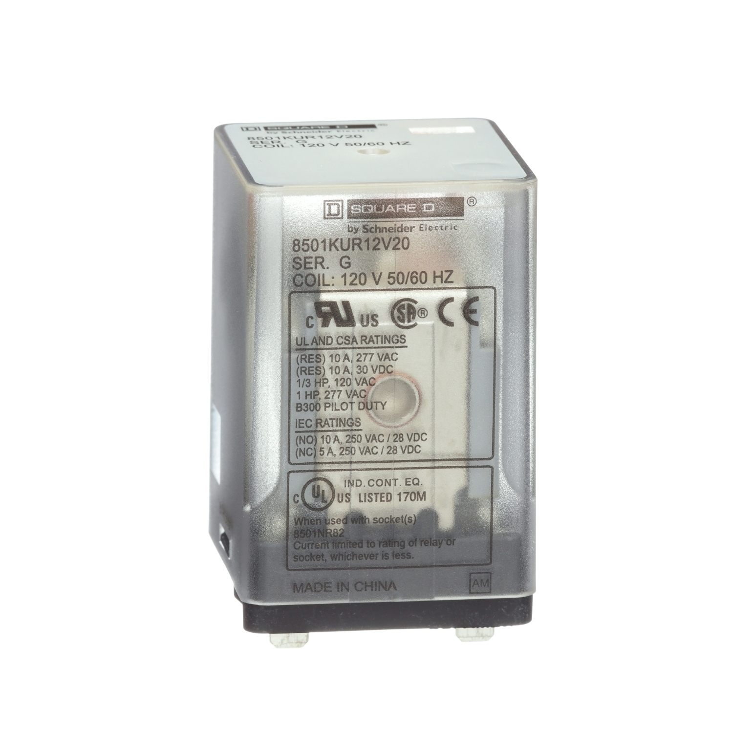 8501KUR12V20 8501K Series Relay, 10 A, 2 Form C DPDT contact