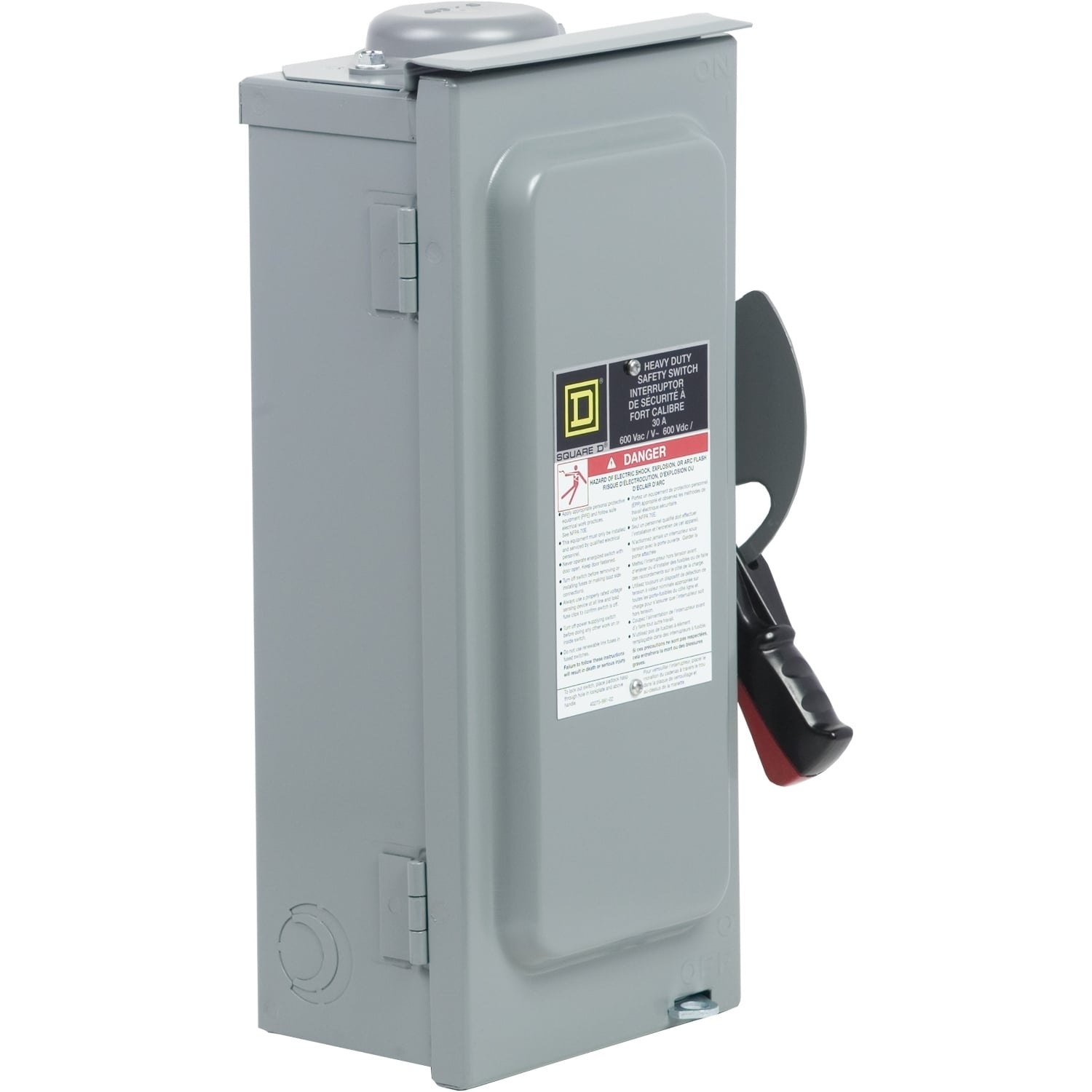CHU361RB Heavy Duty Non-Fusible Single Throw Disconnect Switch, 600 VAC/VDC, 30 A, 15 hp, 30 hp, 3PST Contact, 3 Poles