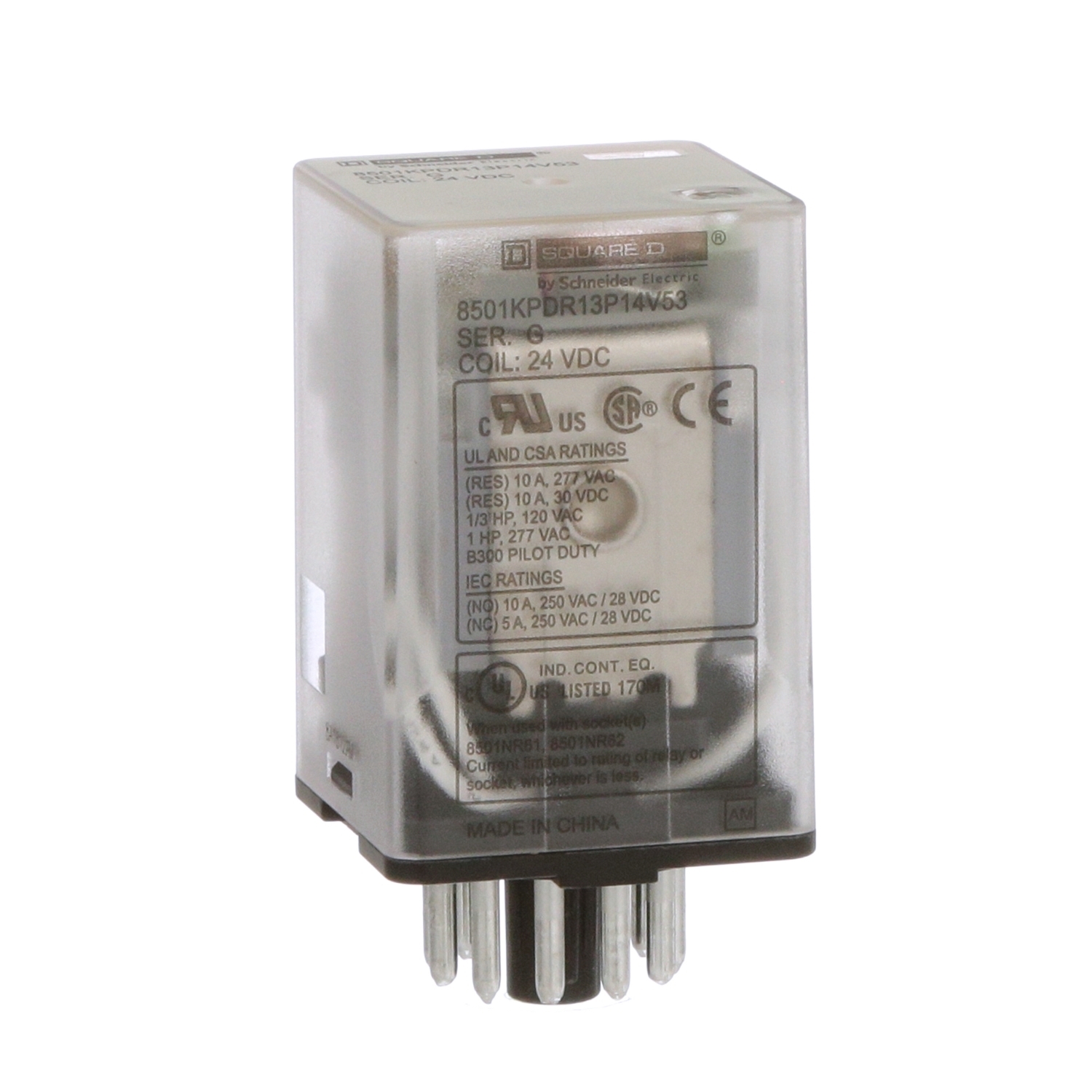 8501KPDR13P14V53 8501K Series Relay, 10 A, 11 pin, 3 Form C 3PDT contact