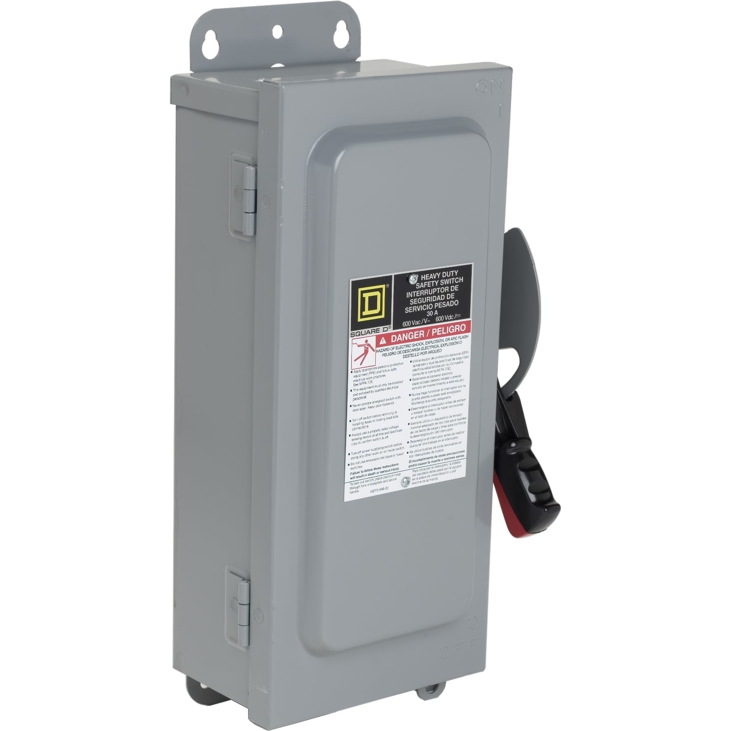 CHU361AWK Heavy Duty Non-Fusible Single Throw Disconnect Switch With Viewing Window, 600 VAC/VDC, 30 A, 5 hp, 3PST Contact, 3 Poles