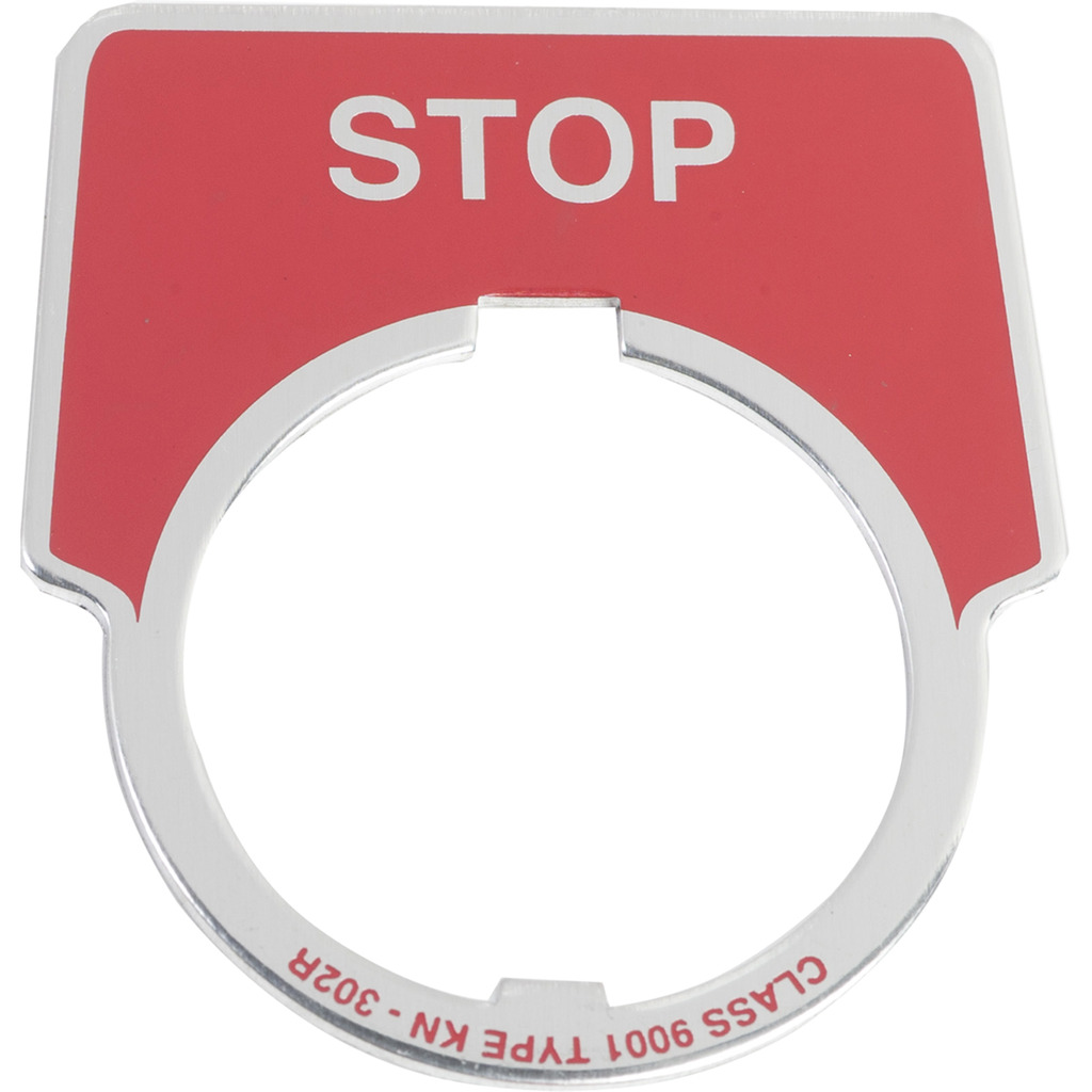 9001KN302 Harmony 9001K Legend Plate, 1.9 in H x 2.3 in W, Half Round Plate, Aluminum, Red Field