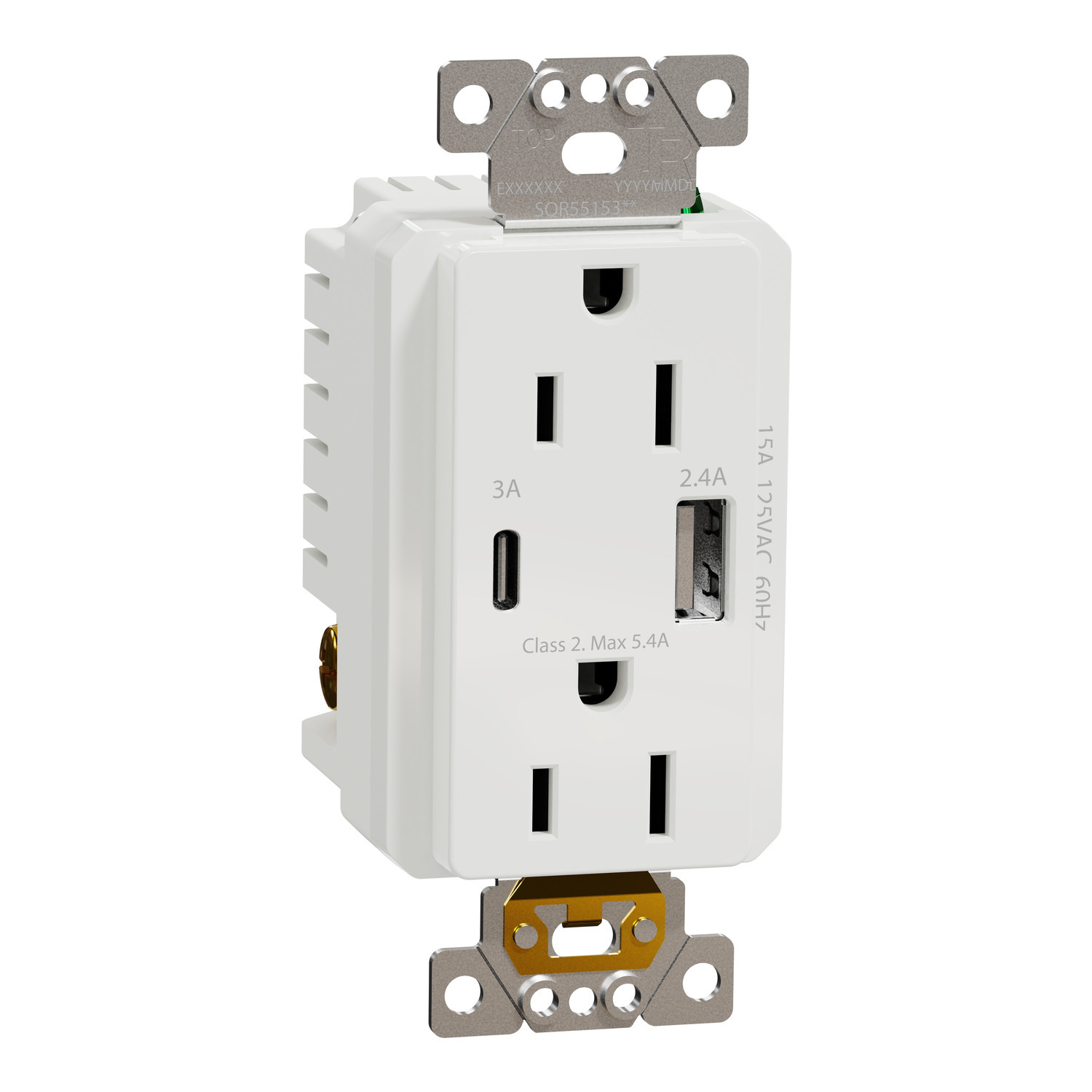SQR55153WH X Series, 125 V, 15 A, 2 x 2P + E Poles, white